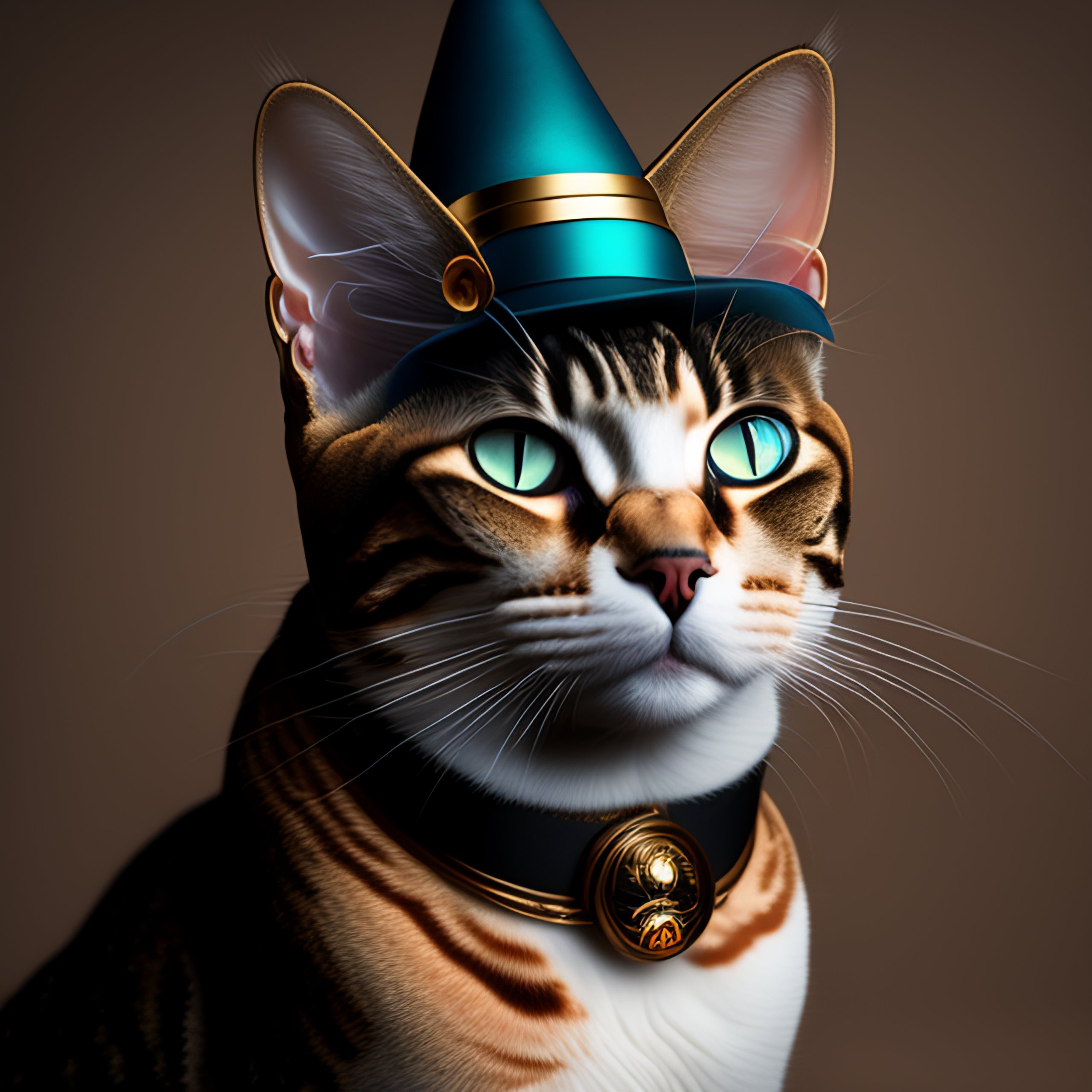 Lexica - Portrait of cyborg cat wearing a fancy hat
