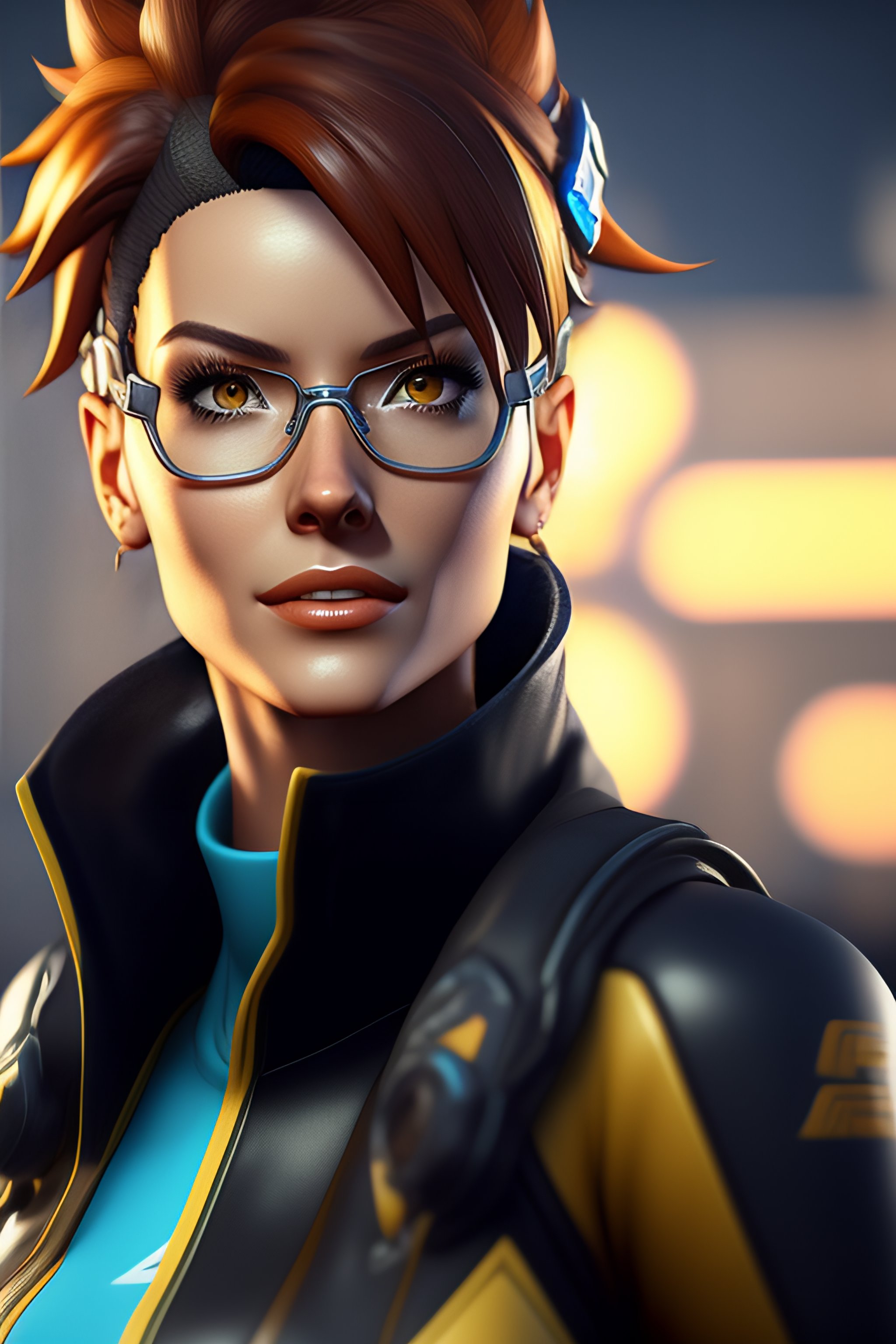 Lexica - A 3D realistic render of Tracer from the video game Overwatch 2