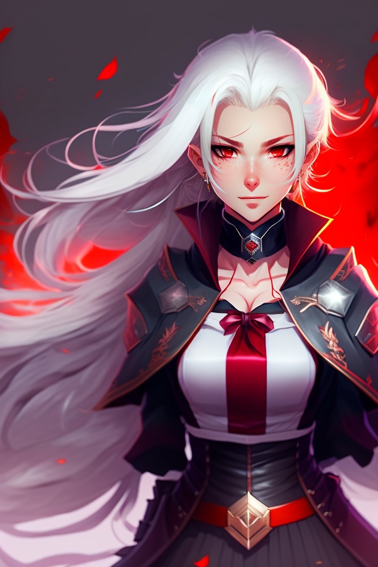 anime vampire girl with white hair