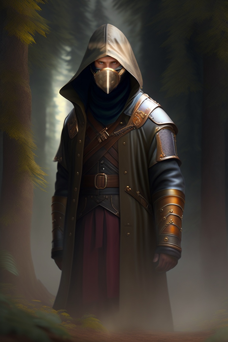 Lexica - Male, hooded, misterious explorer, masked, darker clothes