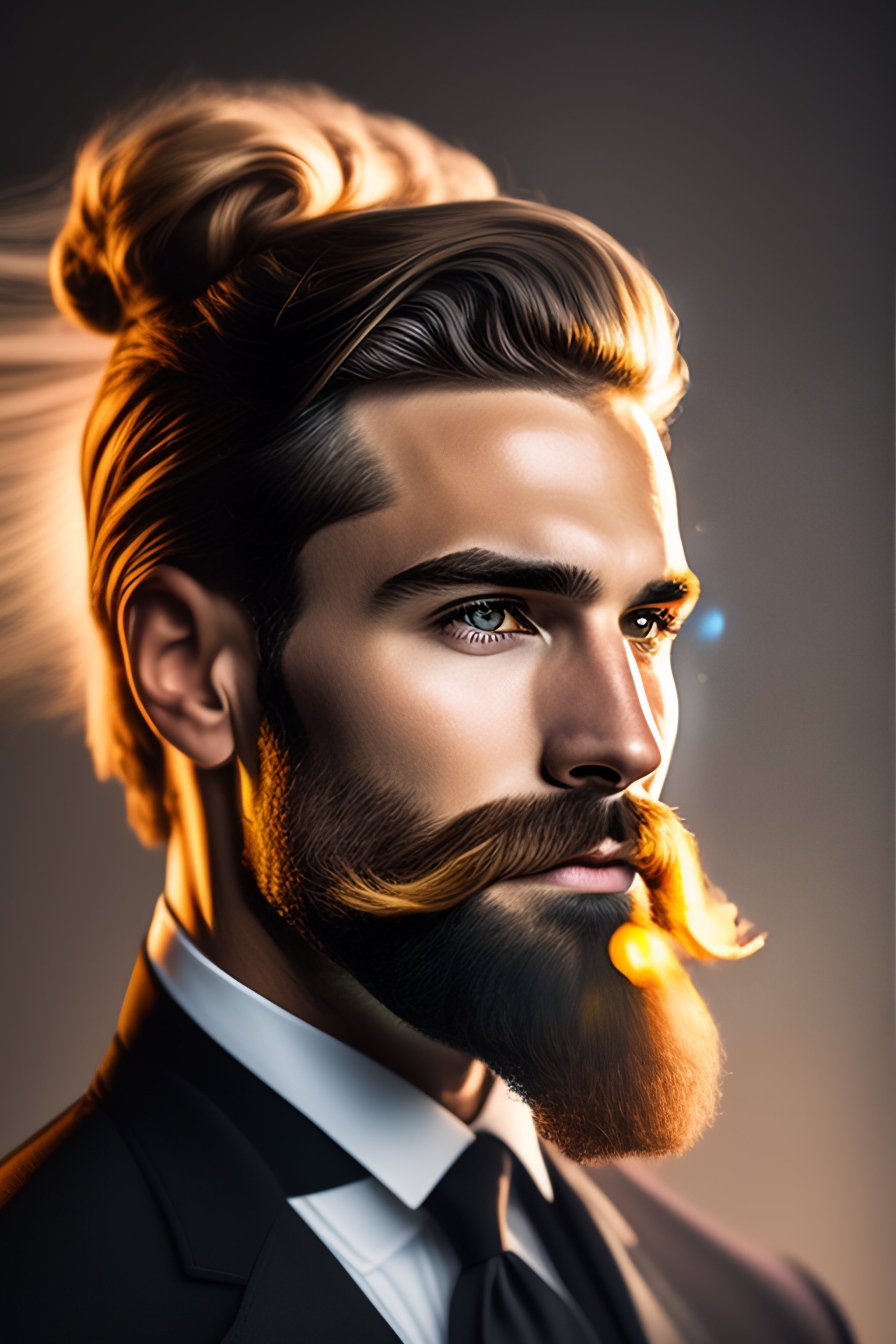Lexica - Portrait of handsome young man with an explosion of a long ...