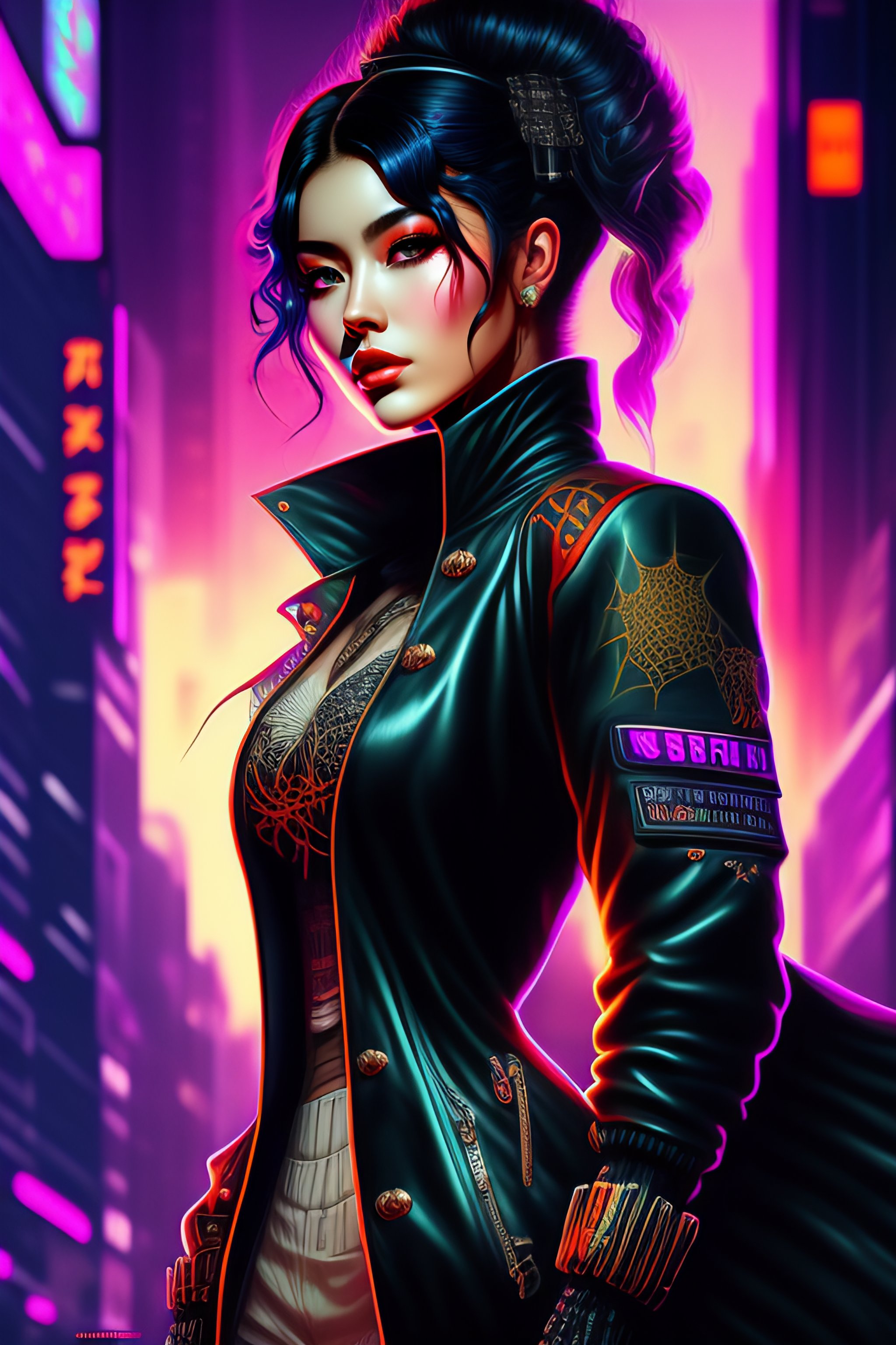 Lexica - Cyberpunk vintage 1820s magazine cover poster, girl with ...