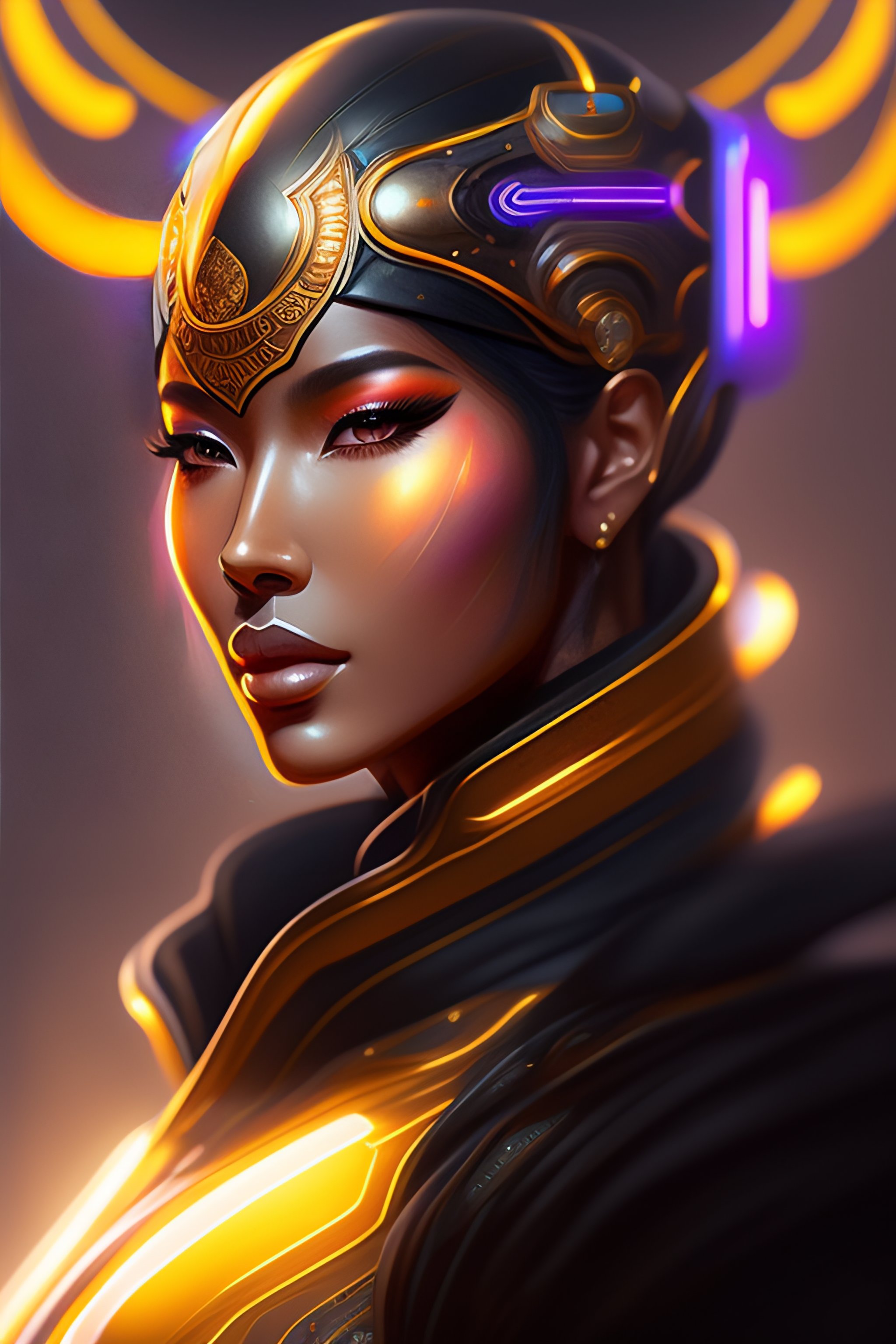 Lexica Symmetry portrait of zenyatta from overwatch, sci fi, tech