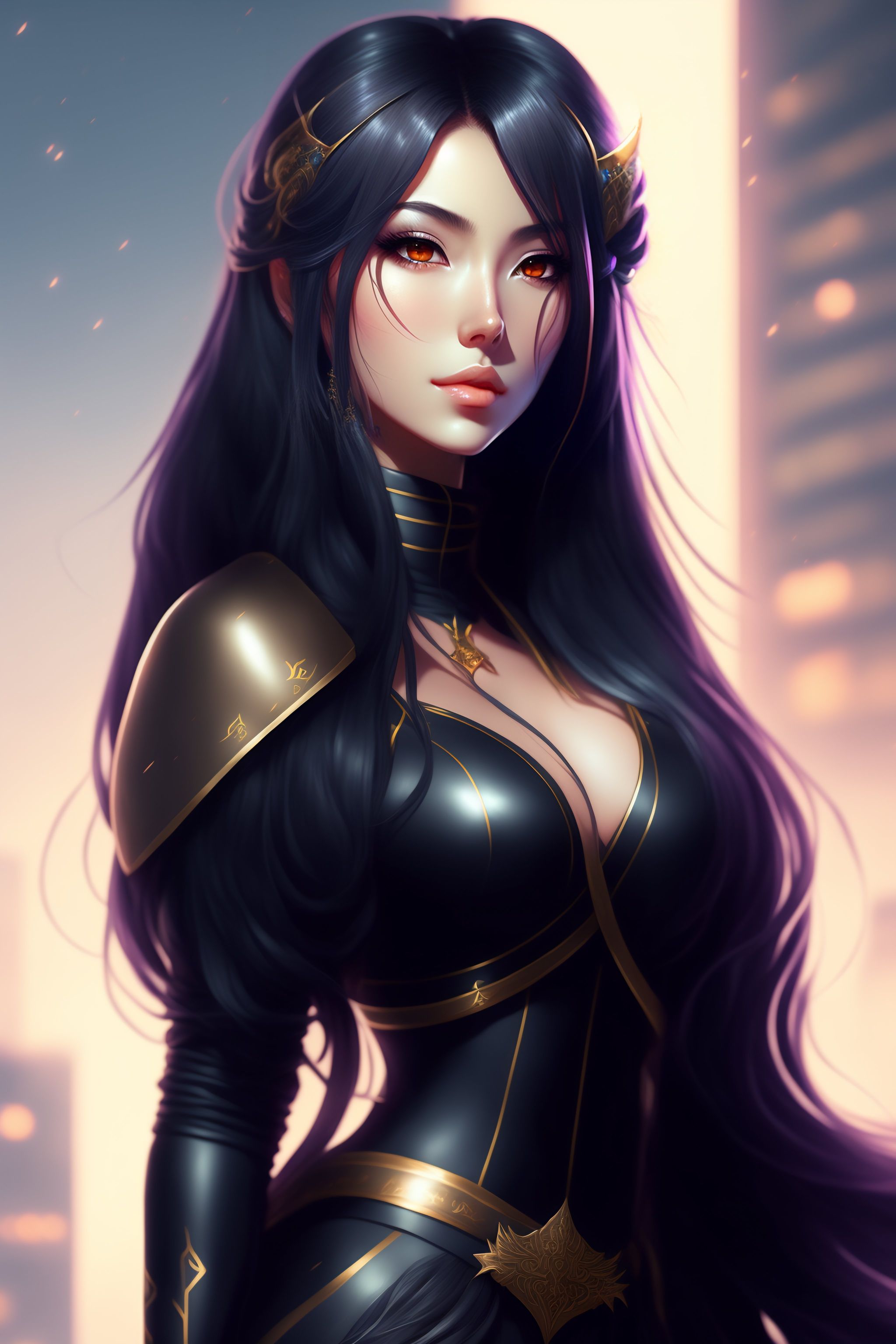 anime girl with long black hair