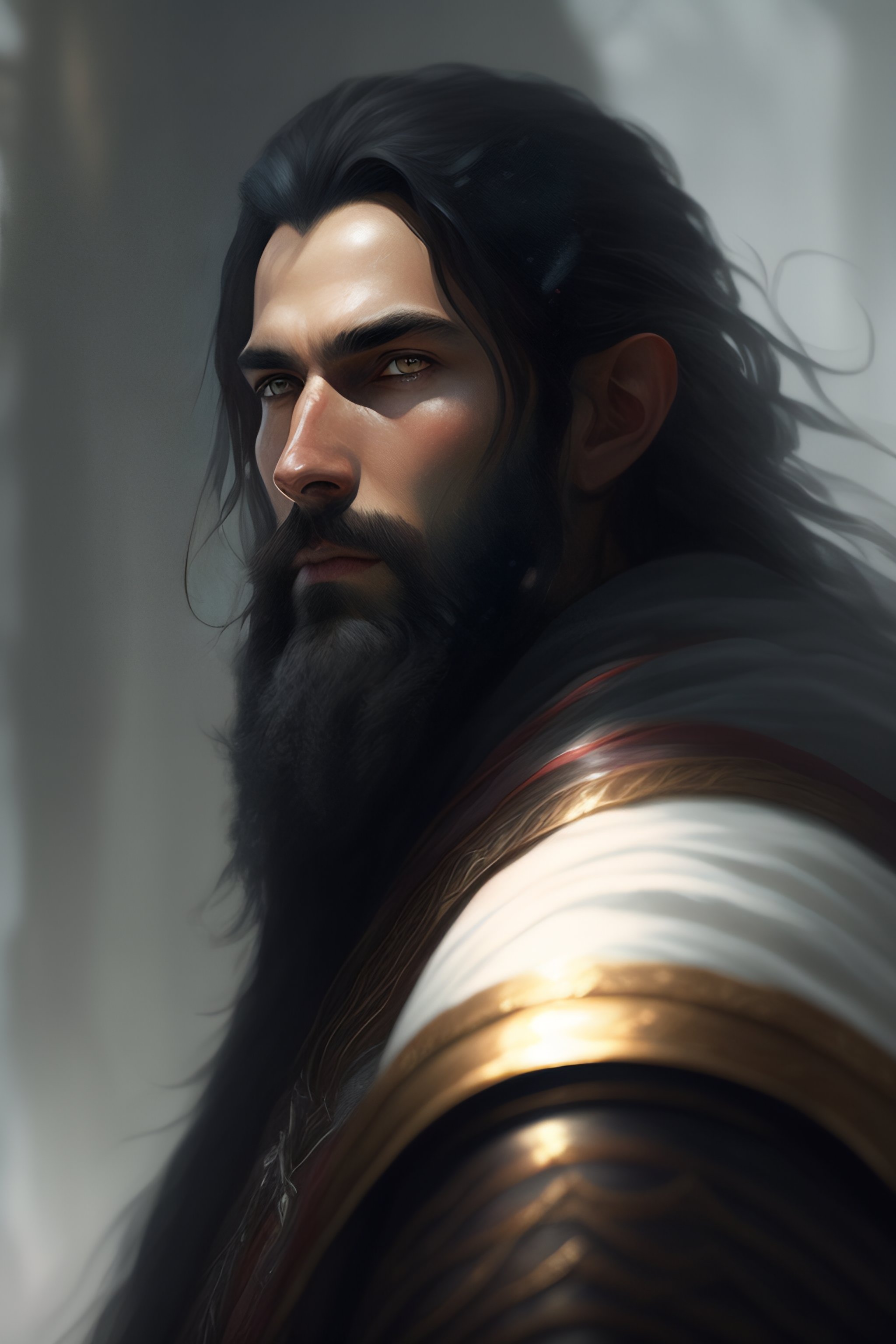 Lexica - Portrait of a skinny wizard with dark beard, fantasy, lord of ...