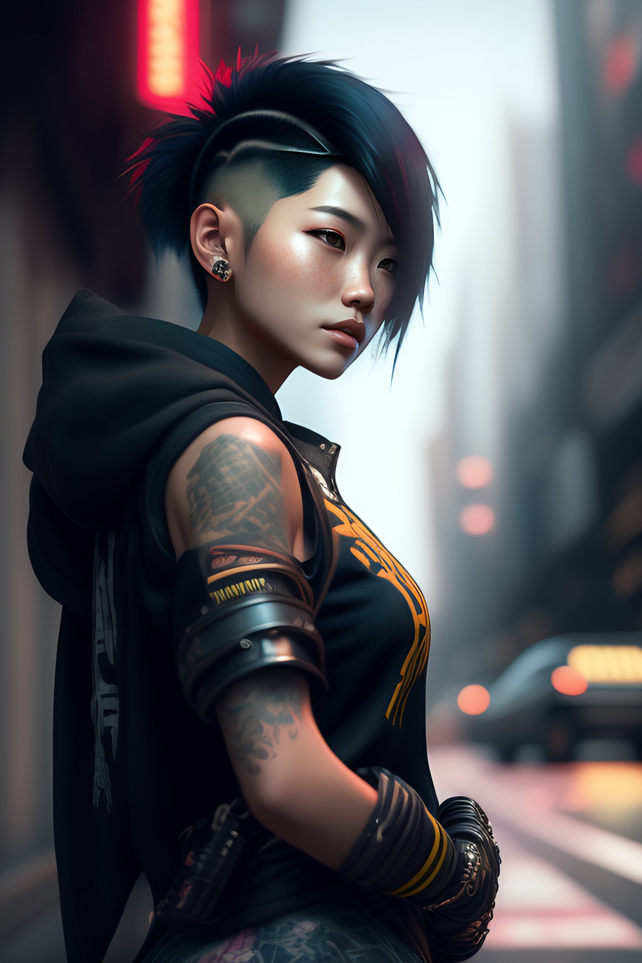 Lexica - Goth punk clothes with short hair girl, battle status, hyper  detailed, digital art, cyberpunk style, cybercinematic lighting, studio  quality