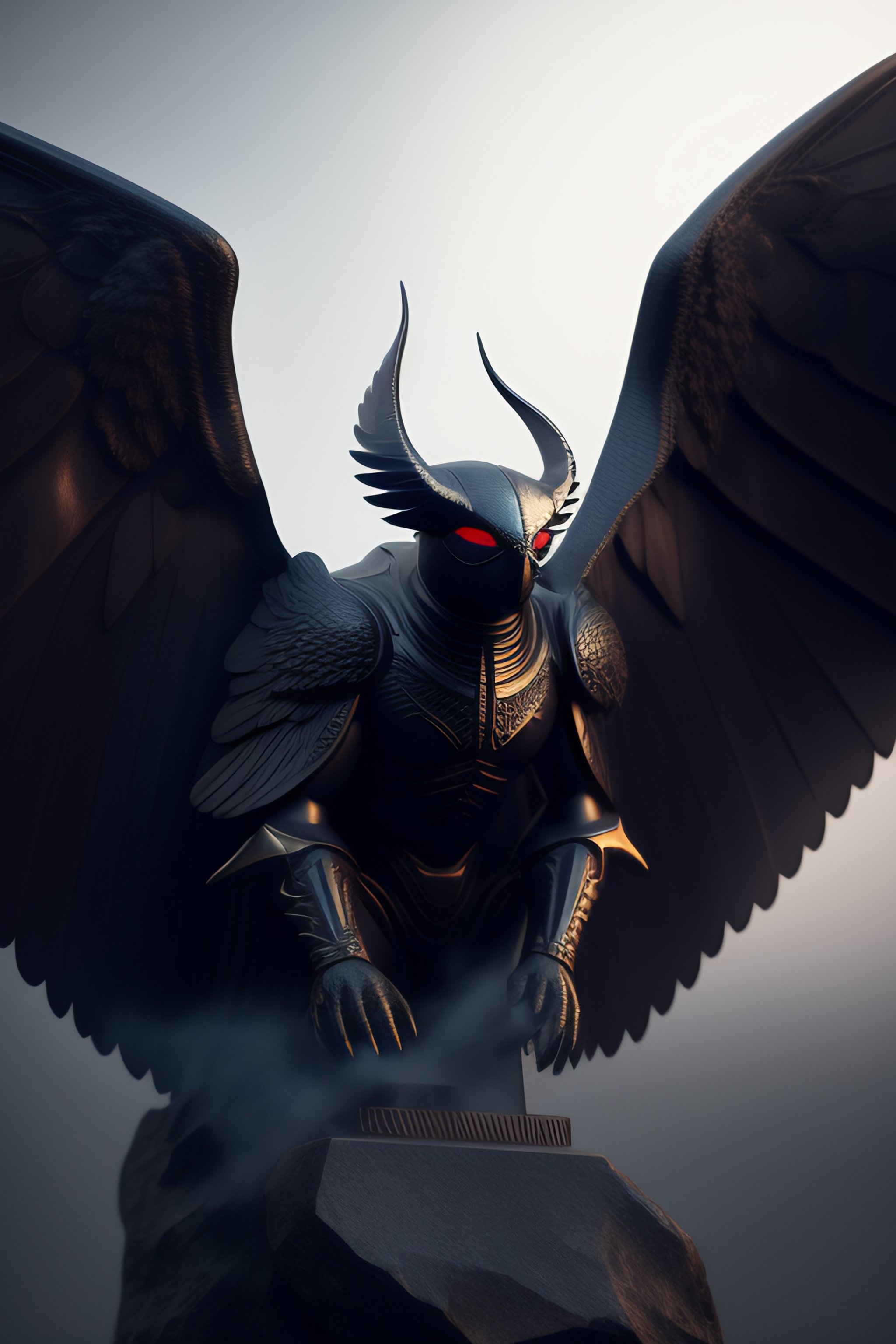 Lexica - Mothman made with black stone, Giovanni Strazza sculpt style ...