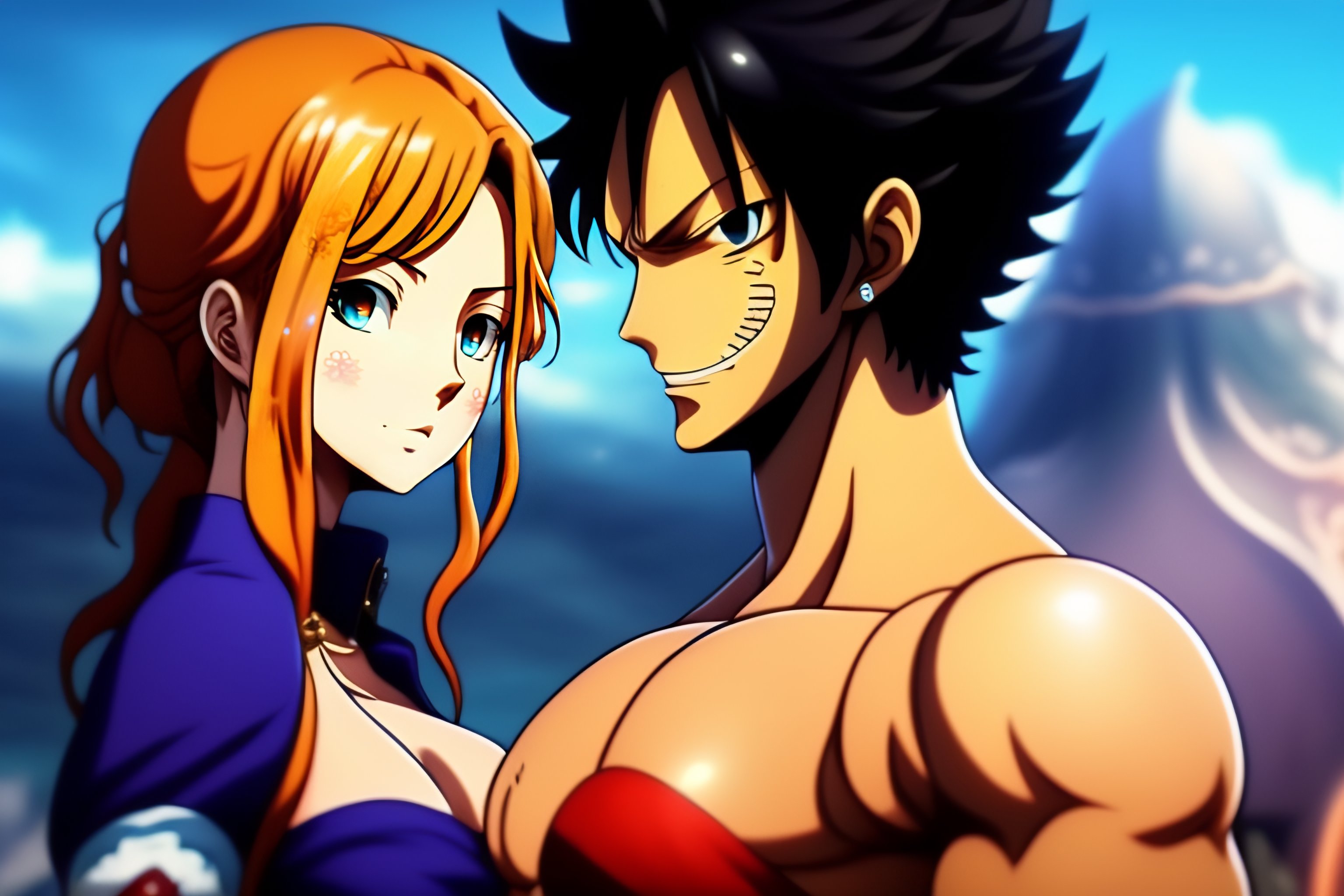 Lexica - Beautiful wallpaper of nami and luffi of one piece