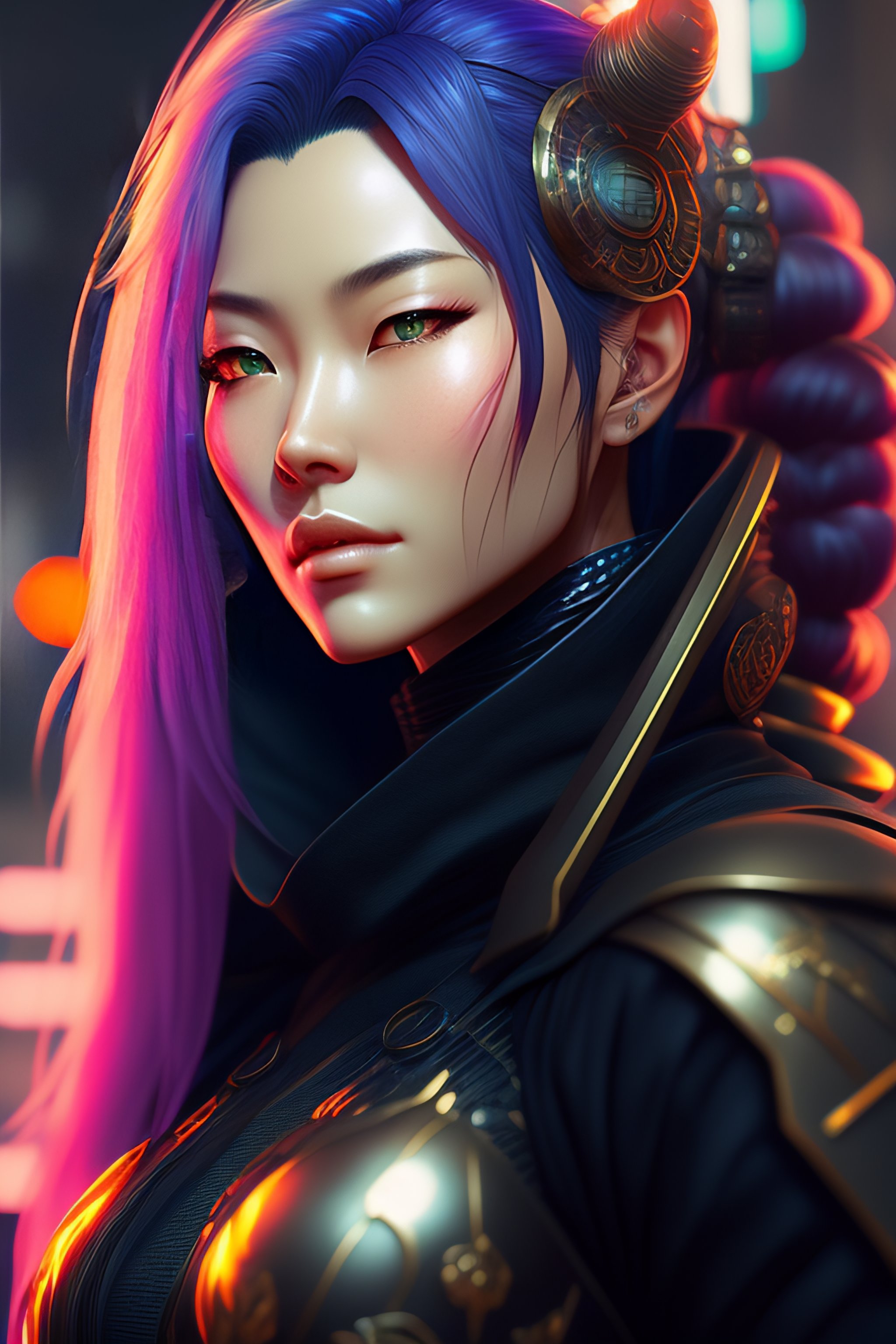 Lexica Right Facing Portrait Of A Cyberpunk Japanese Cyborg Ninja Third Person Dandd Sci Fi 6004