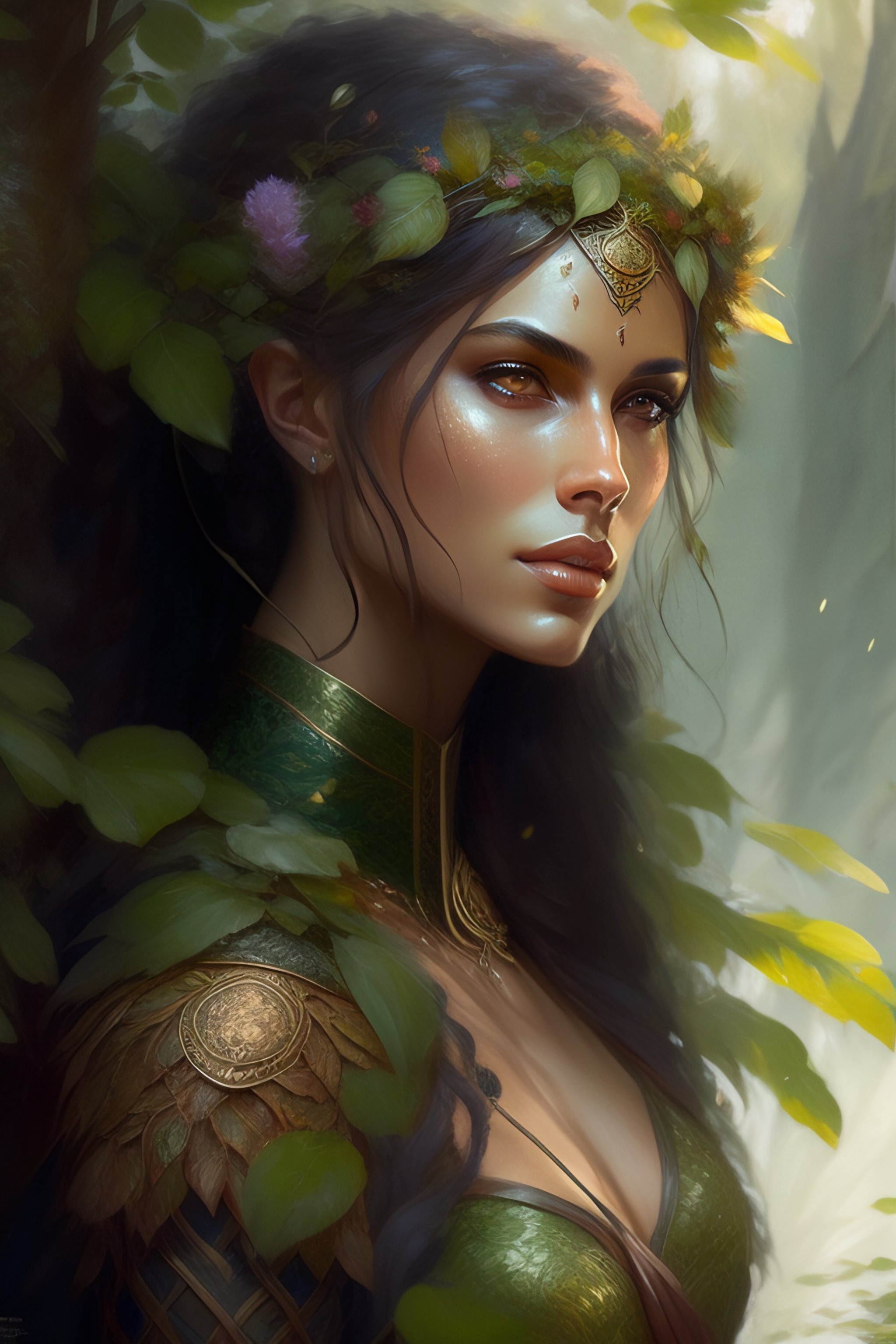 Lexica - Martial artist dryad, woman made of plants, bark for skin ...