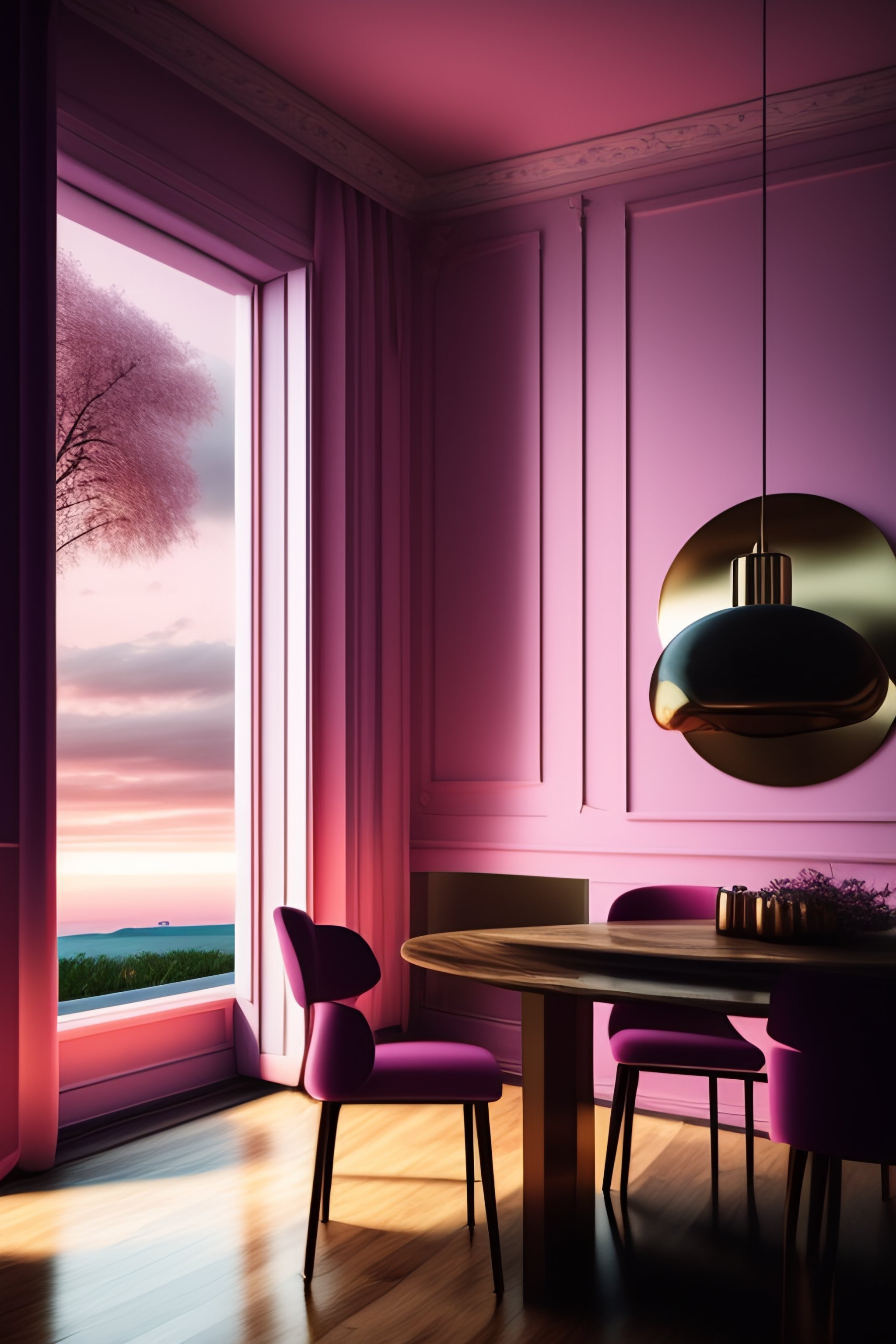 Lexica - Dining room and pink sky