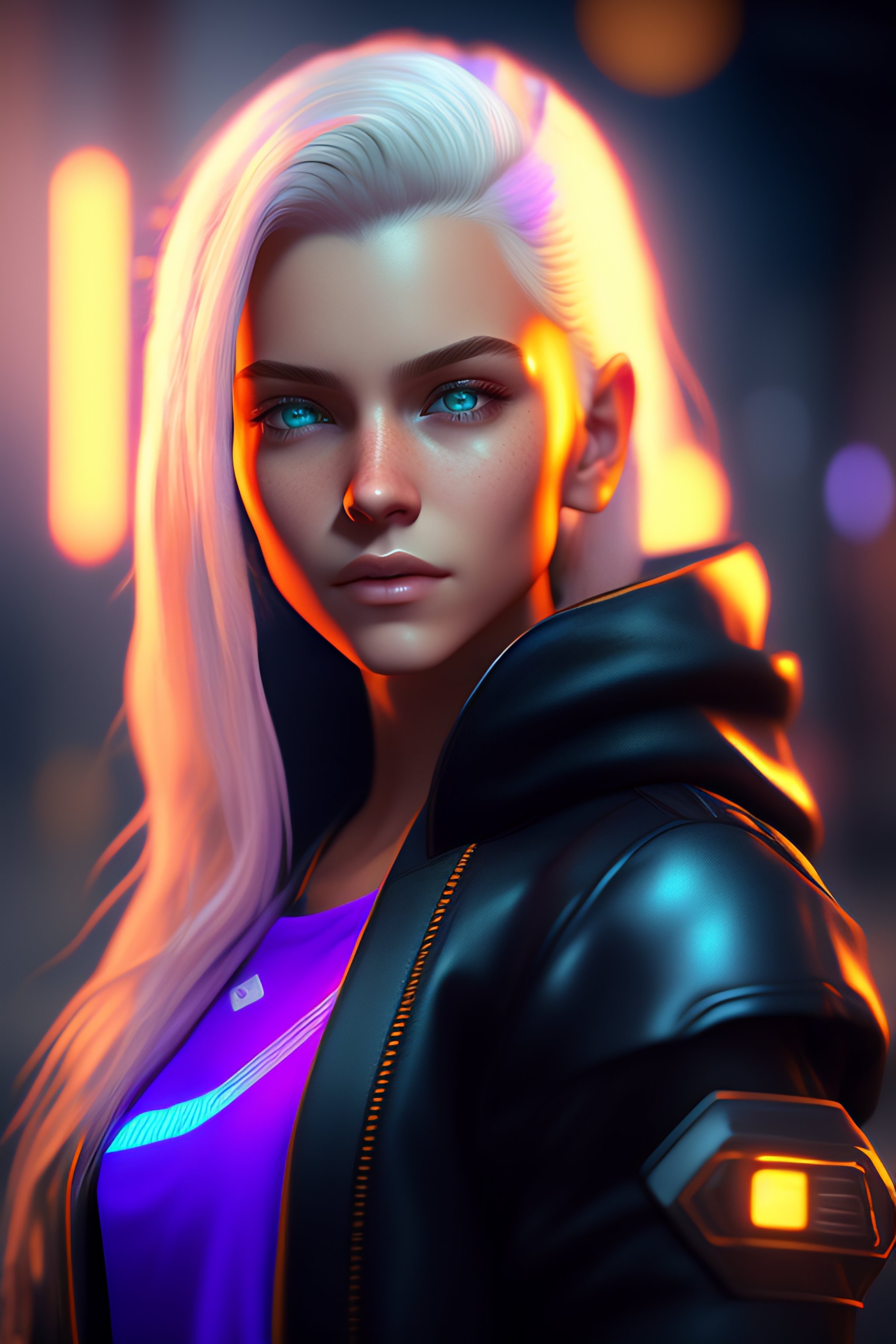 Lexica - Cyberpunk young girl, blond hear, thief wear, dark light ...