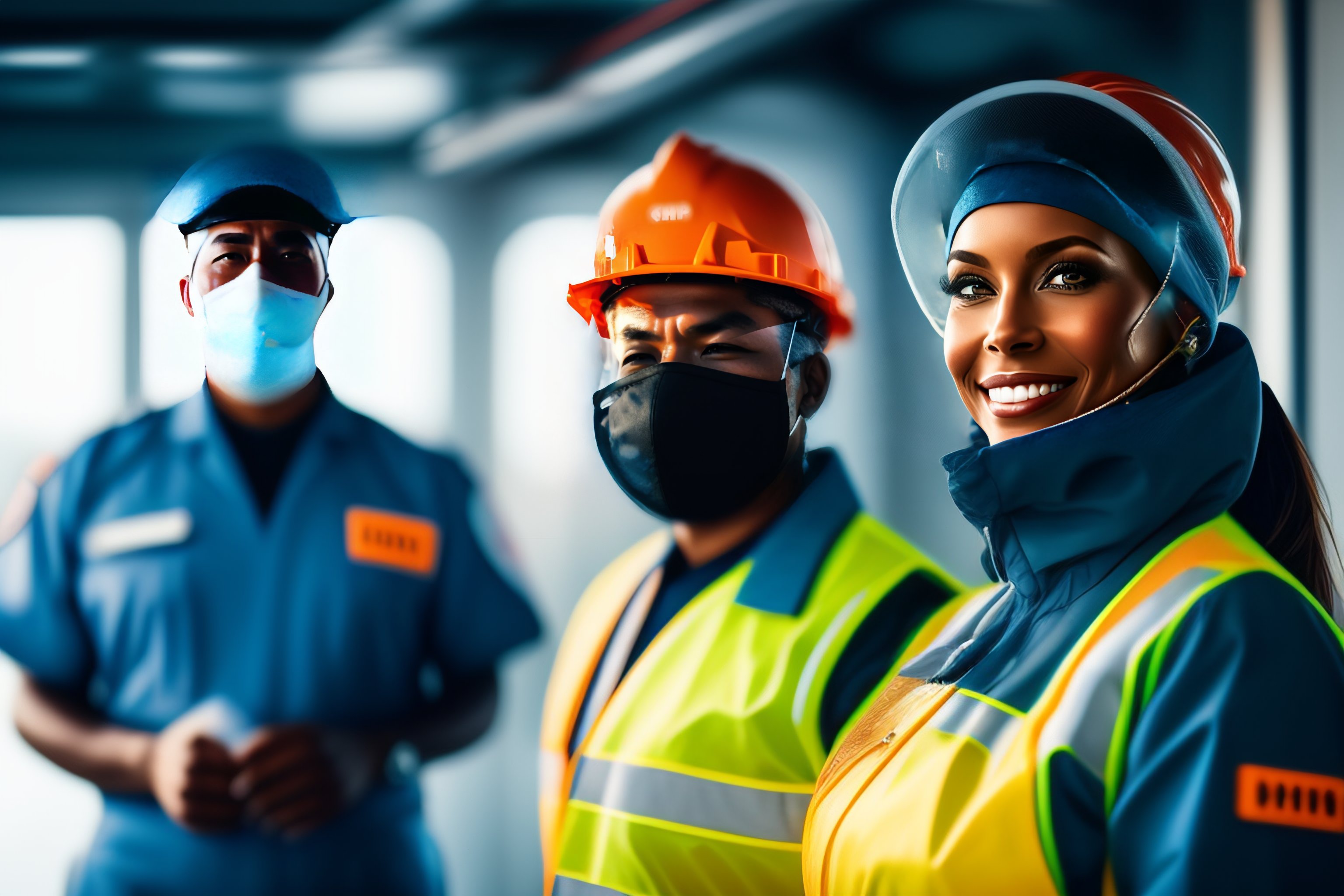 Lexica - Safety and health workers using PPE wallpaper 4k