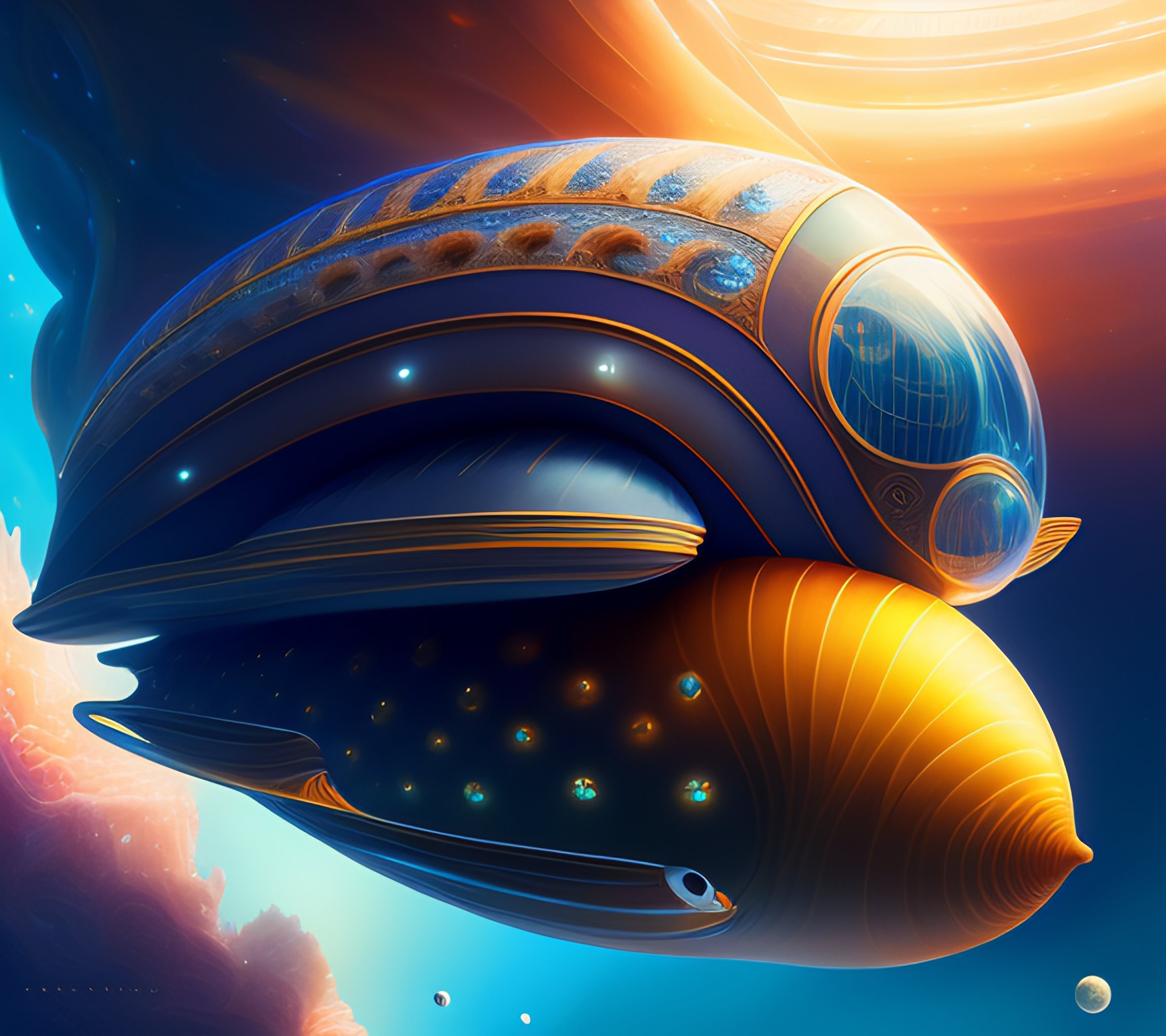 Lexica - Nautilus sea shell spaceship, digital painting, WLOP, natural ...
