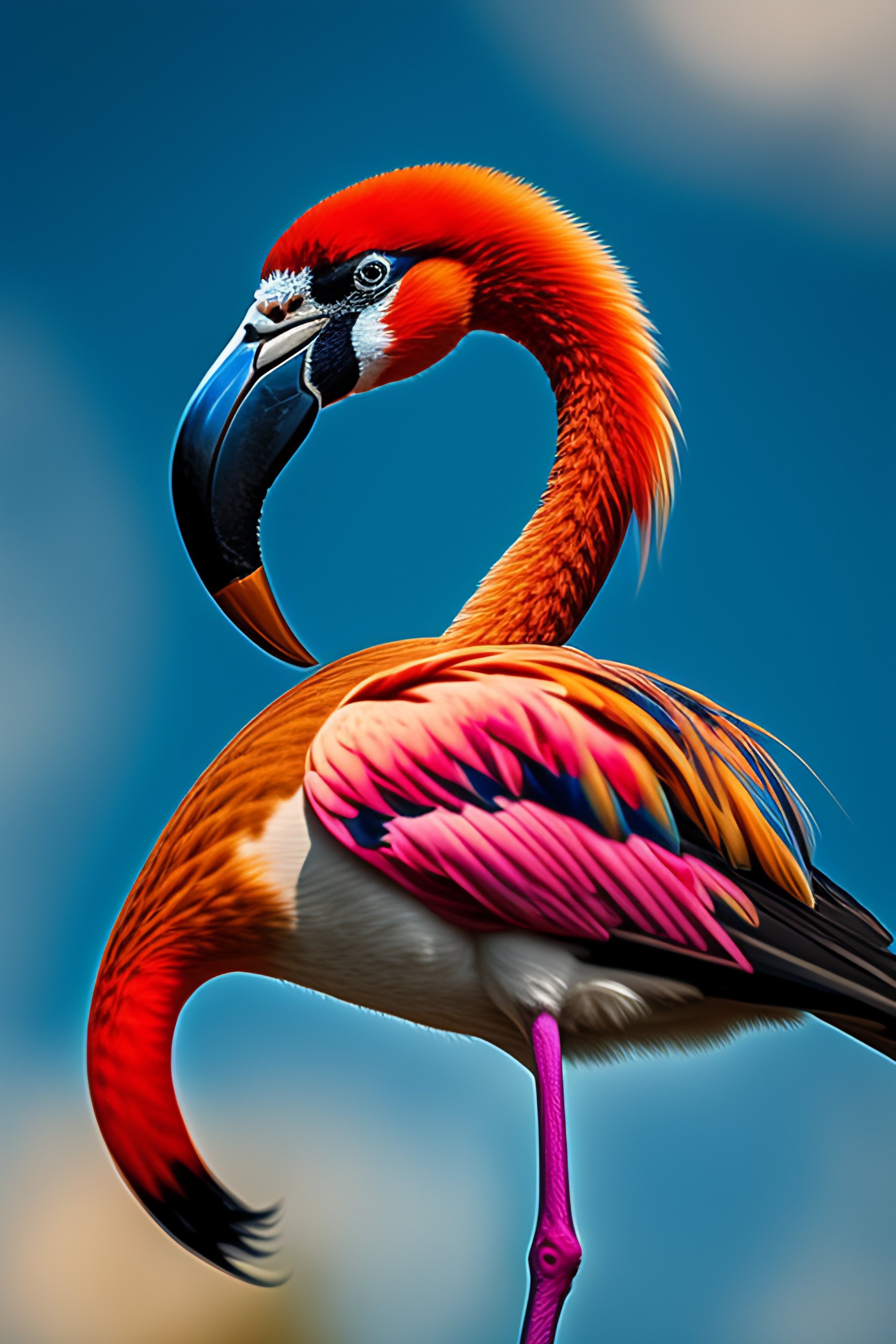 Lexica - A blue stripe flamingo kissed a dog