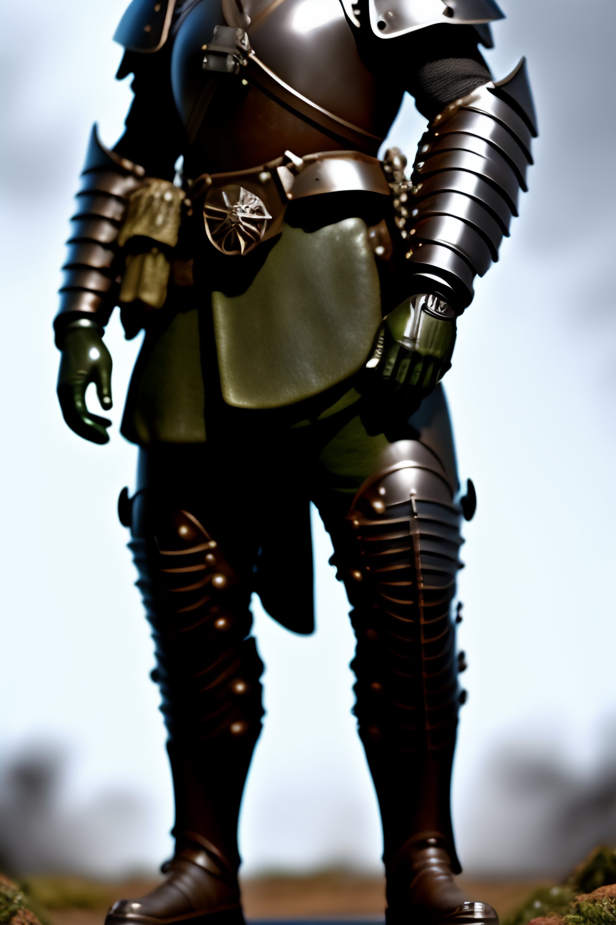 Lexica - Full-body portrait of a heavily armored WWI soldier holding an ...