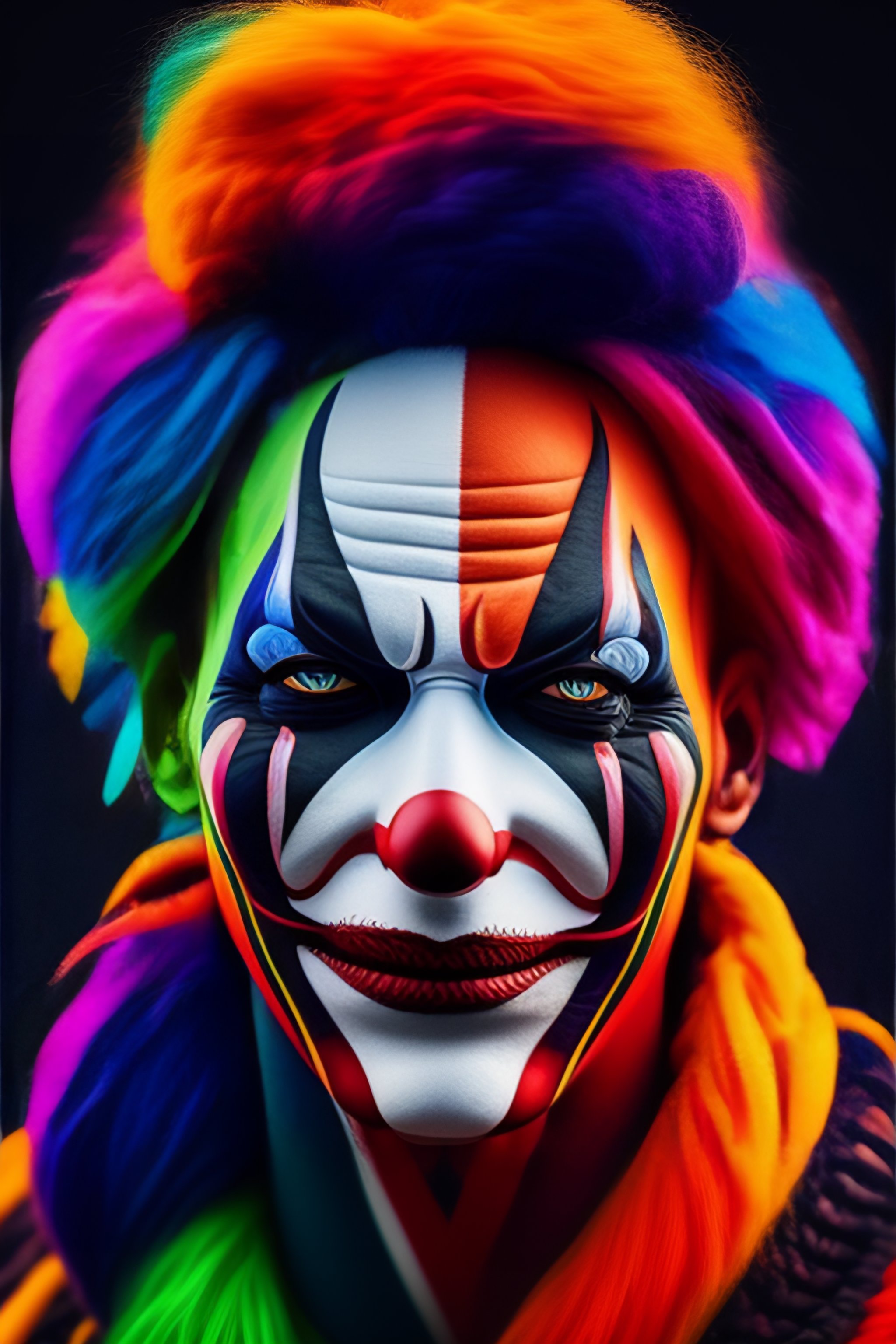 Lexica - Colorful teriffying portraits of a scary masked clown stunning ...