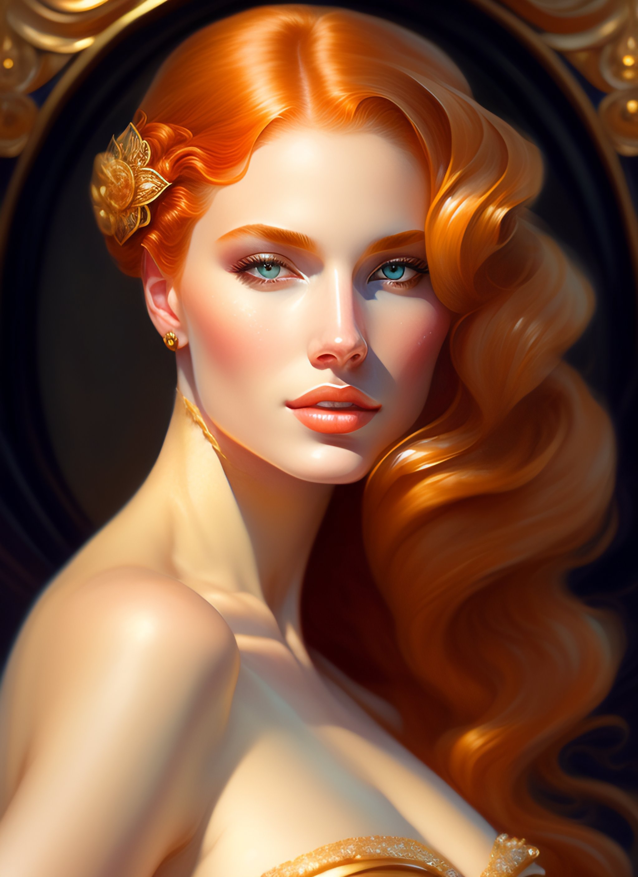 Lexica Portrait of goddess eating ice cream, art deco portrait