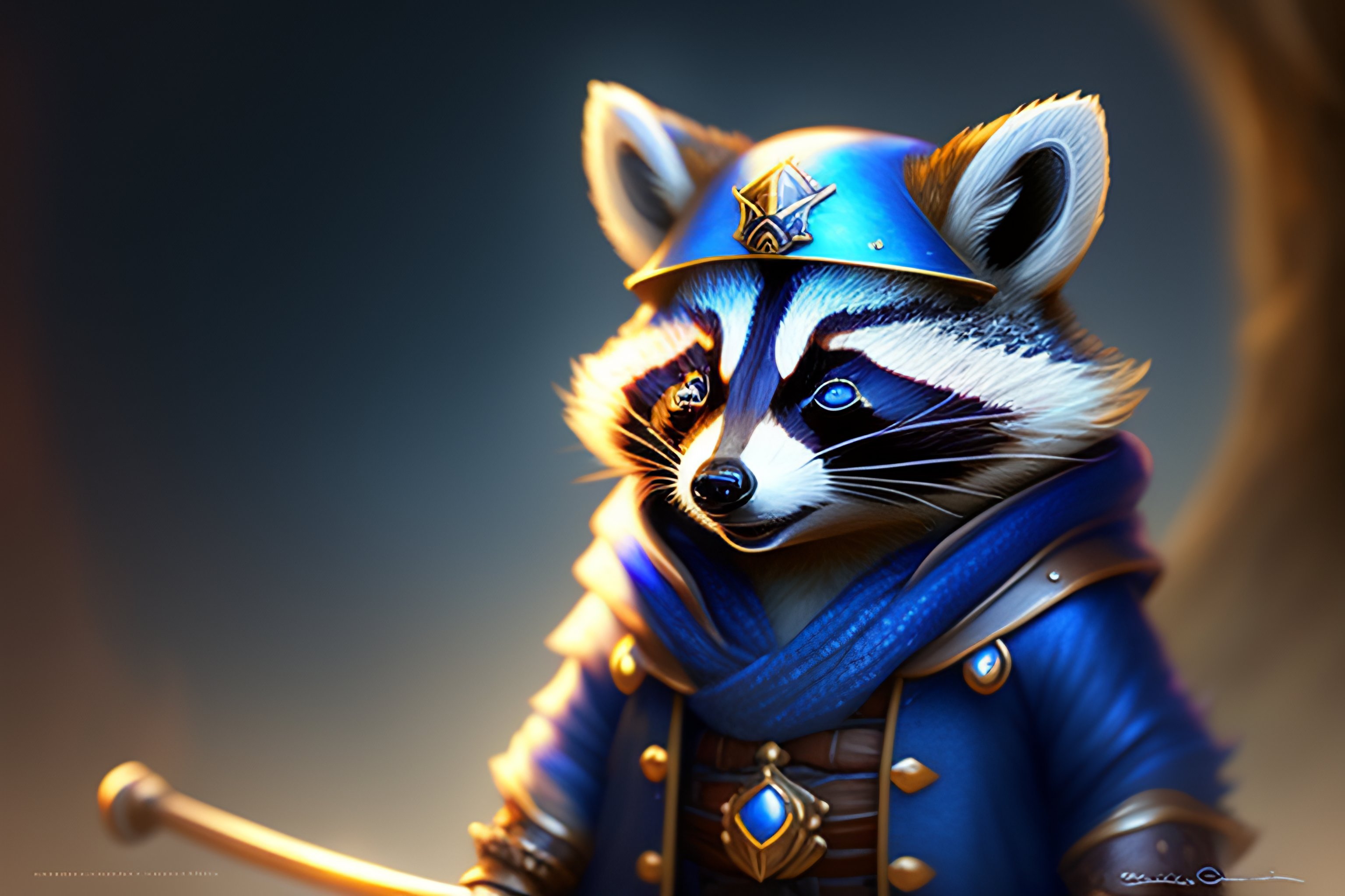 Lexica - Raccoon sorcerer, blue magic, cute, adorable, jean-baptiste ...