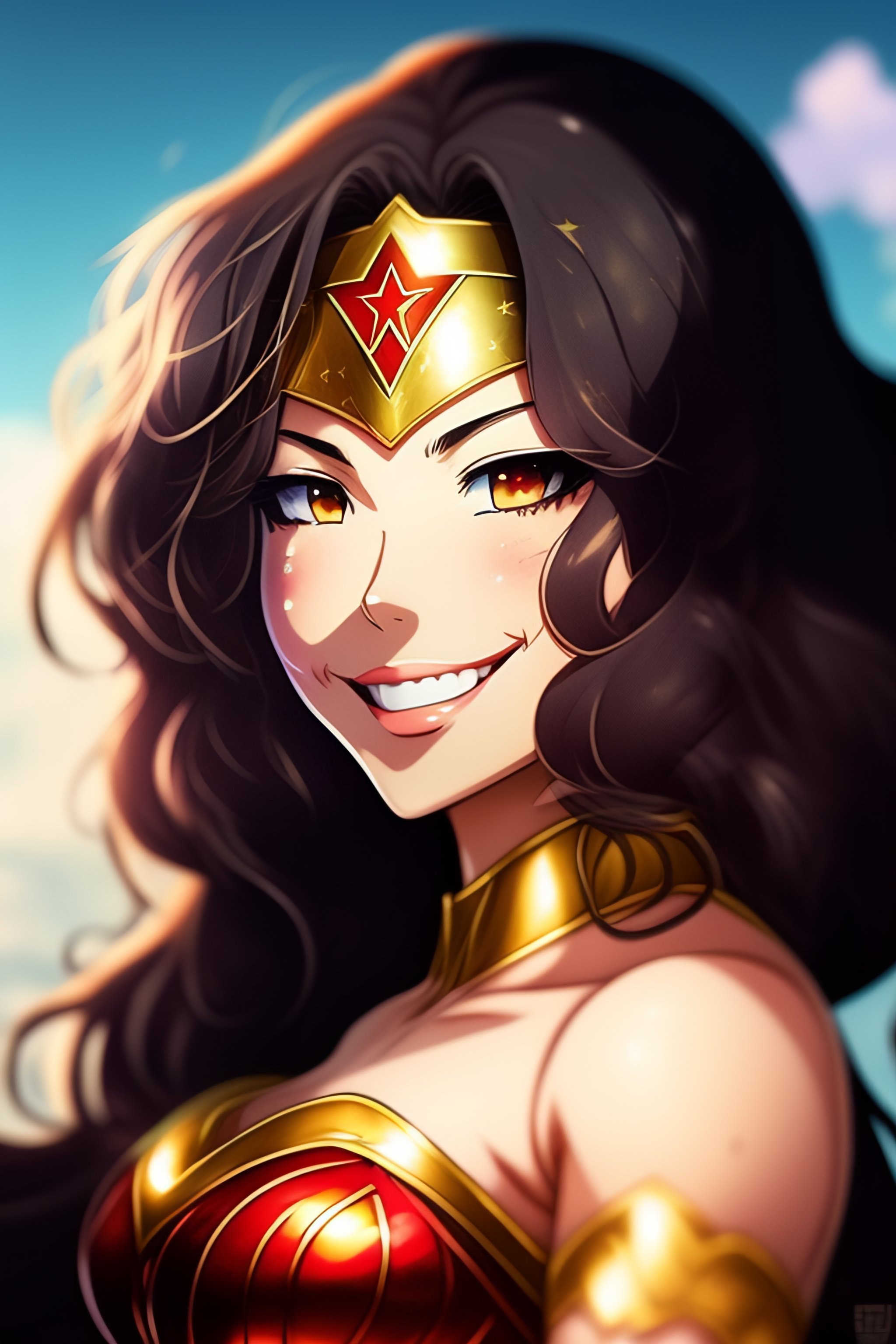 Lexica - Wonder Woman smilin, anime style, detailed