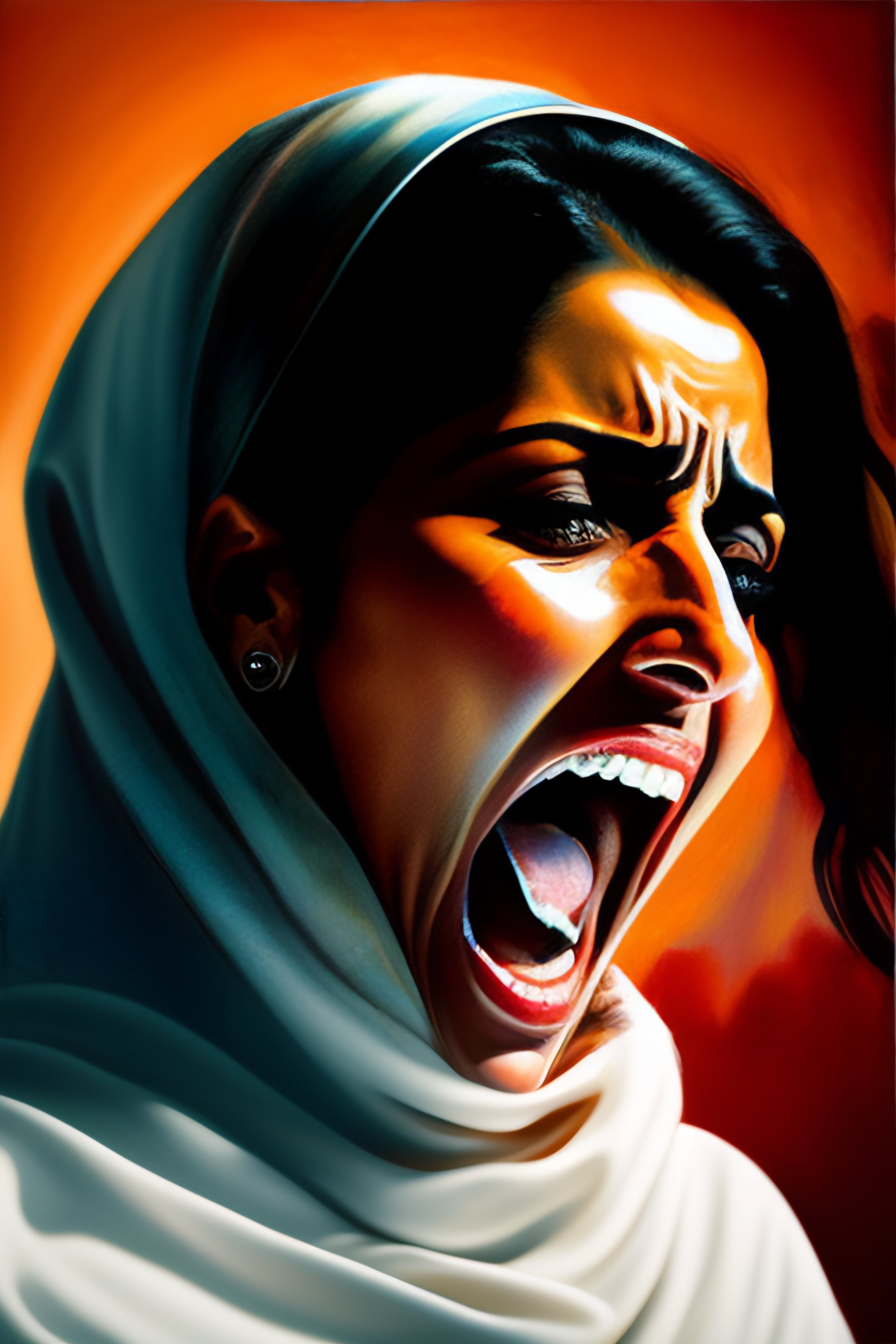 Lexica - Portrait of iranian woman screaming, crying