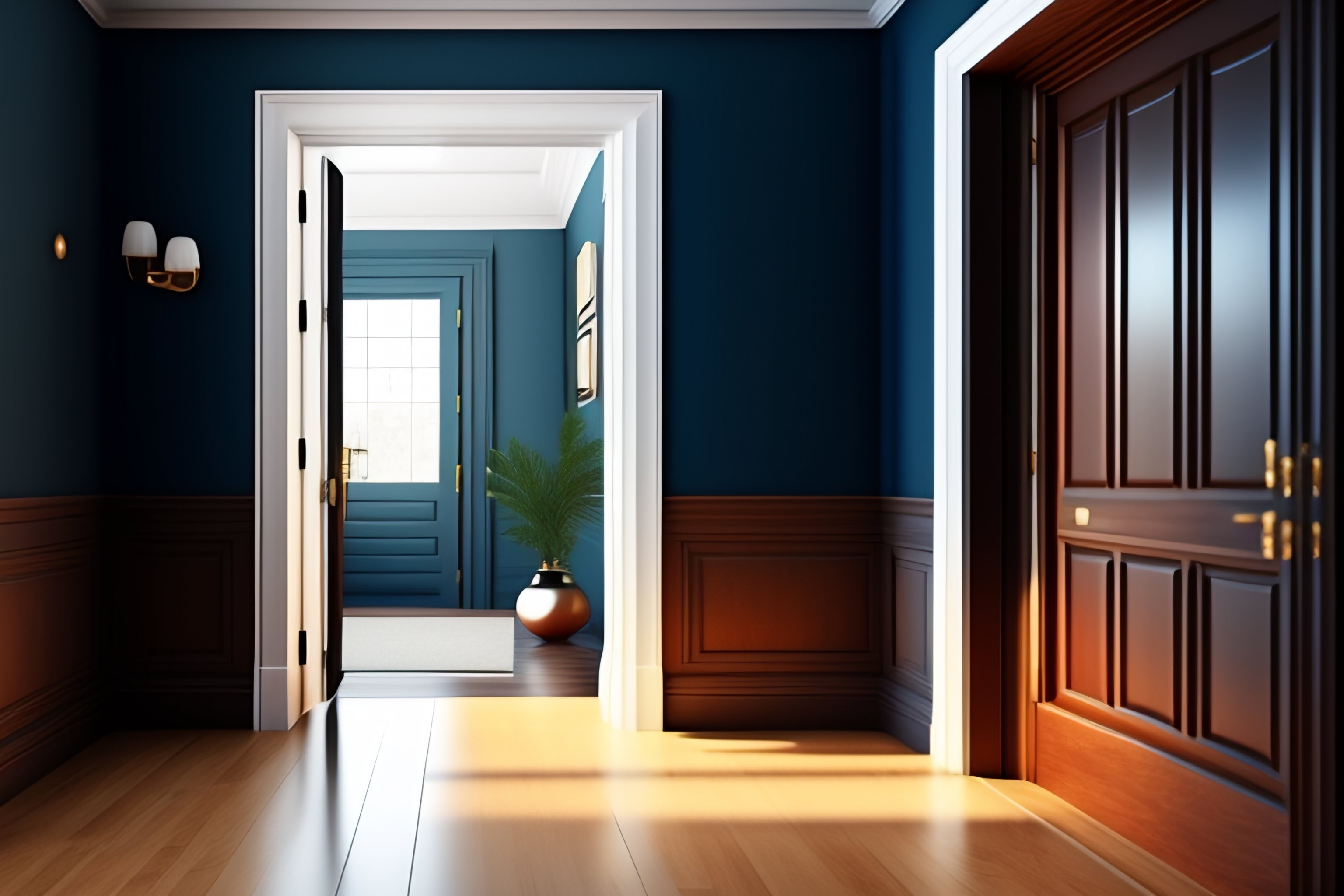 Lexica Open door leading to a hallway that shows 20 doors