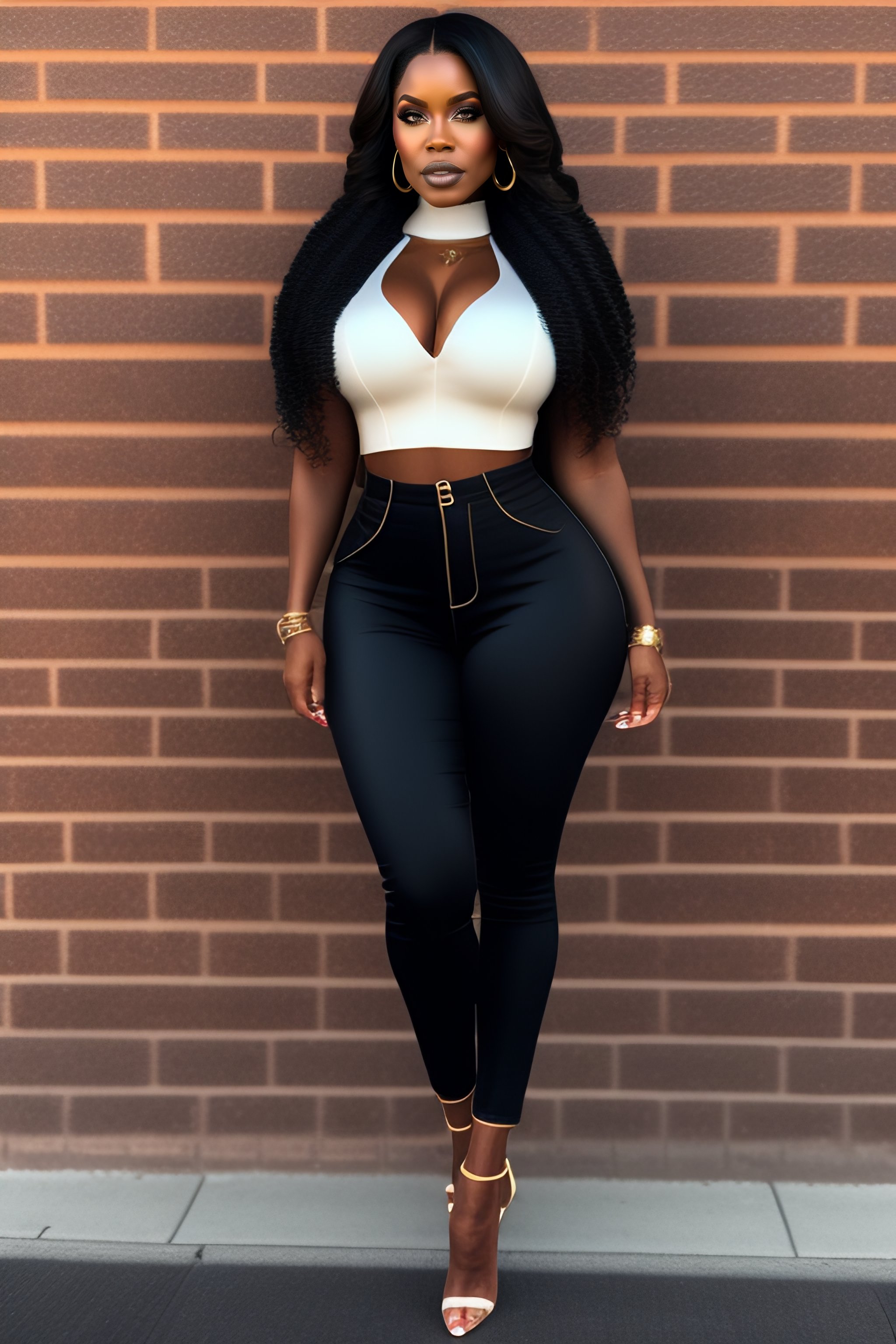 Lexica - Pretty black woman wearing a fashion nova, needing something jeans  - dark denim