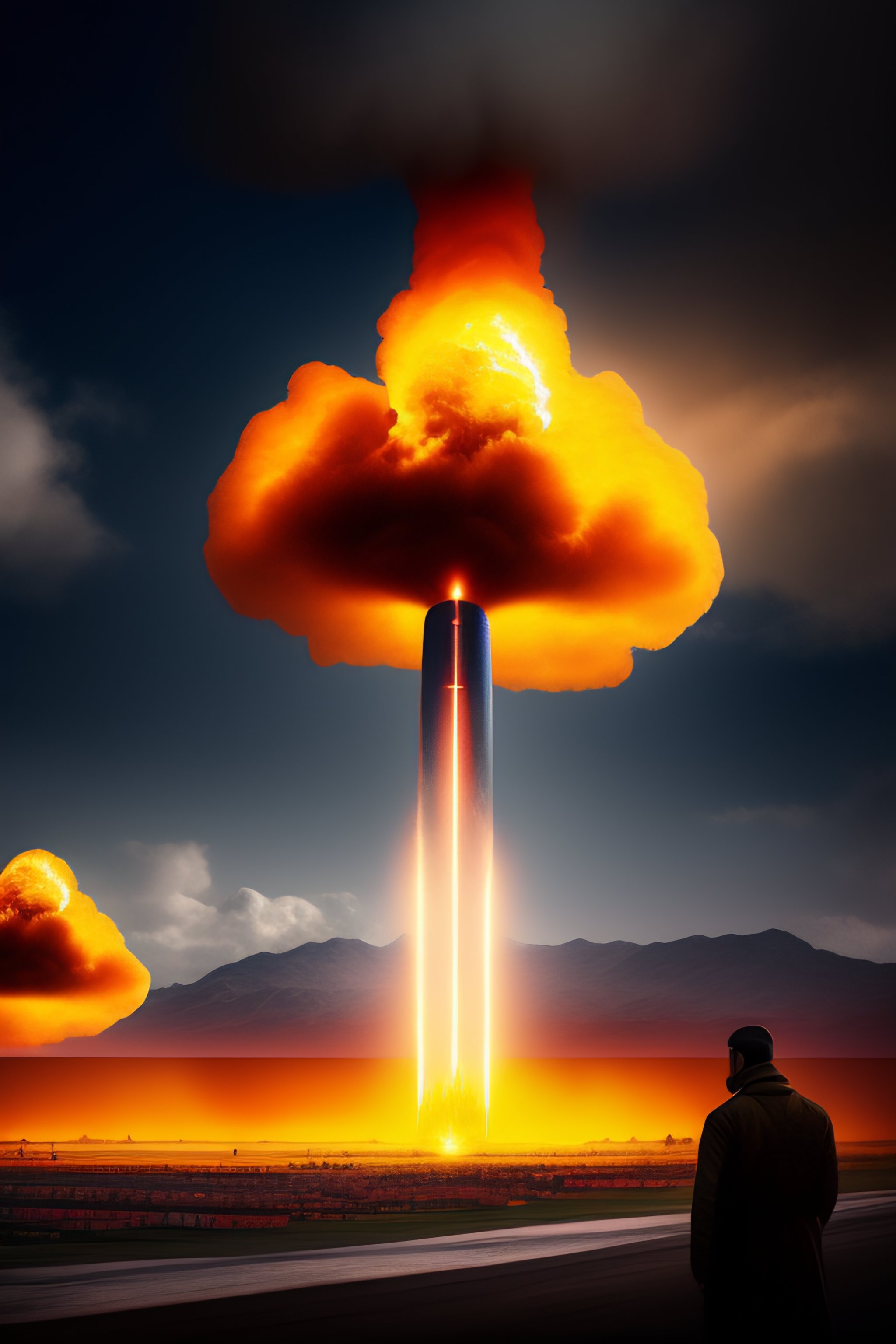 Lexica Show a nuke dropping on Tehran and destroying everything into