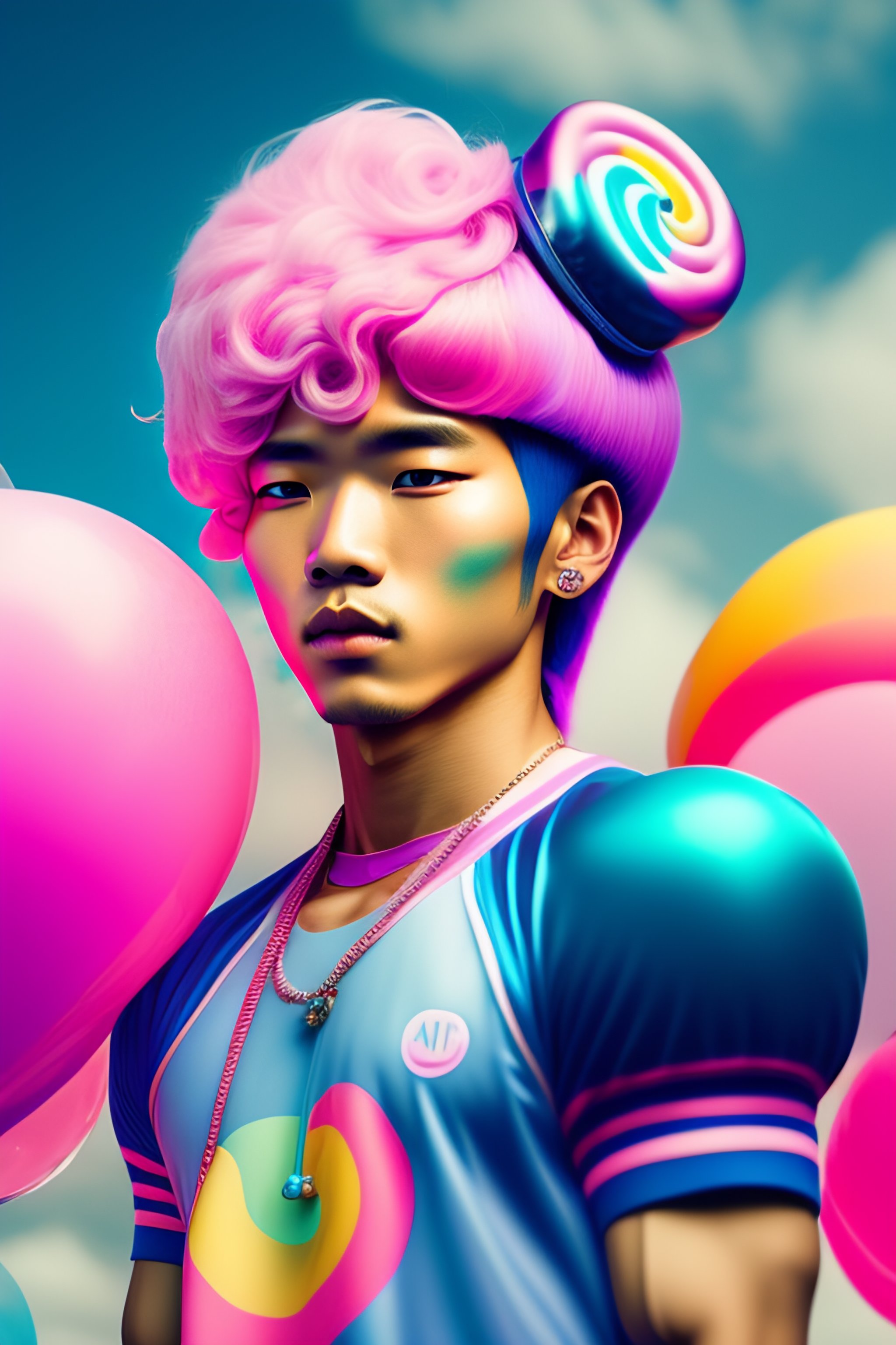 Lexica Great guy with candy house pastel colors, kawaii, swag