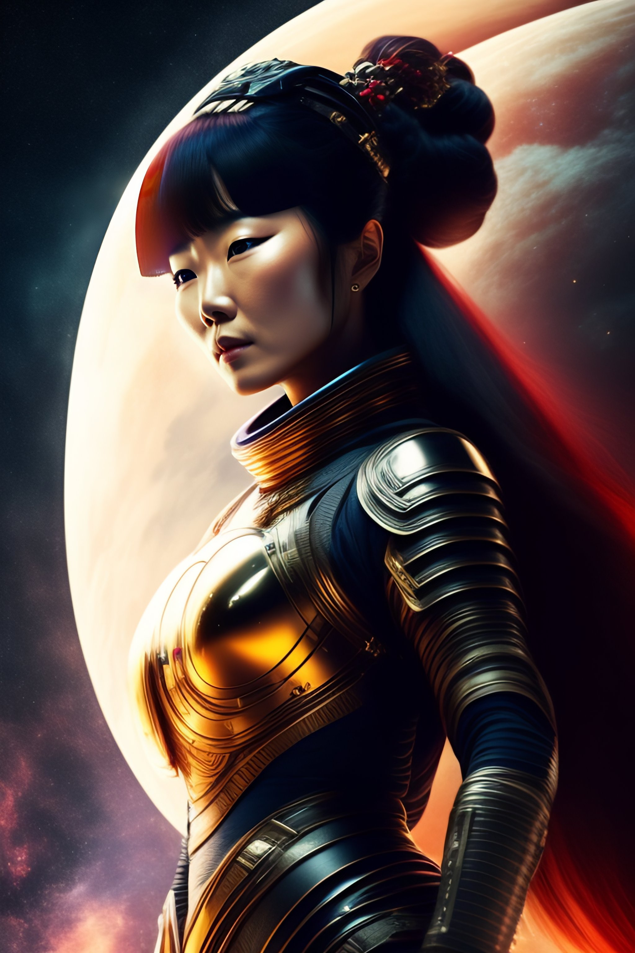 Lexica - Japanese woman in space, 4k, realistic, modern, warrior ...