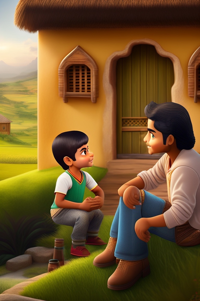 Lexica - Arjun and Raju in the village: A scene of Arjun and his friend ...