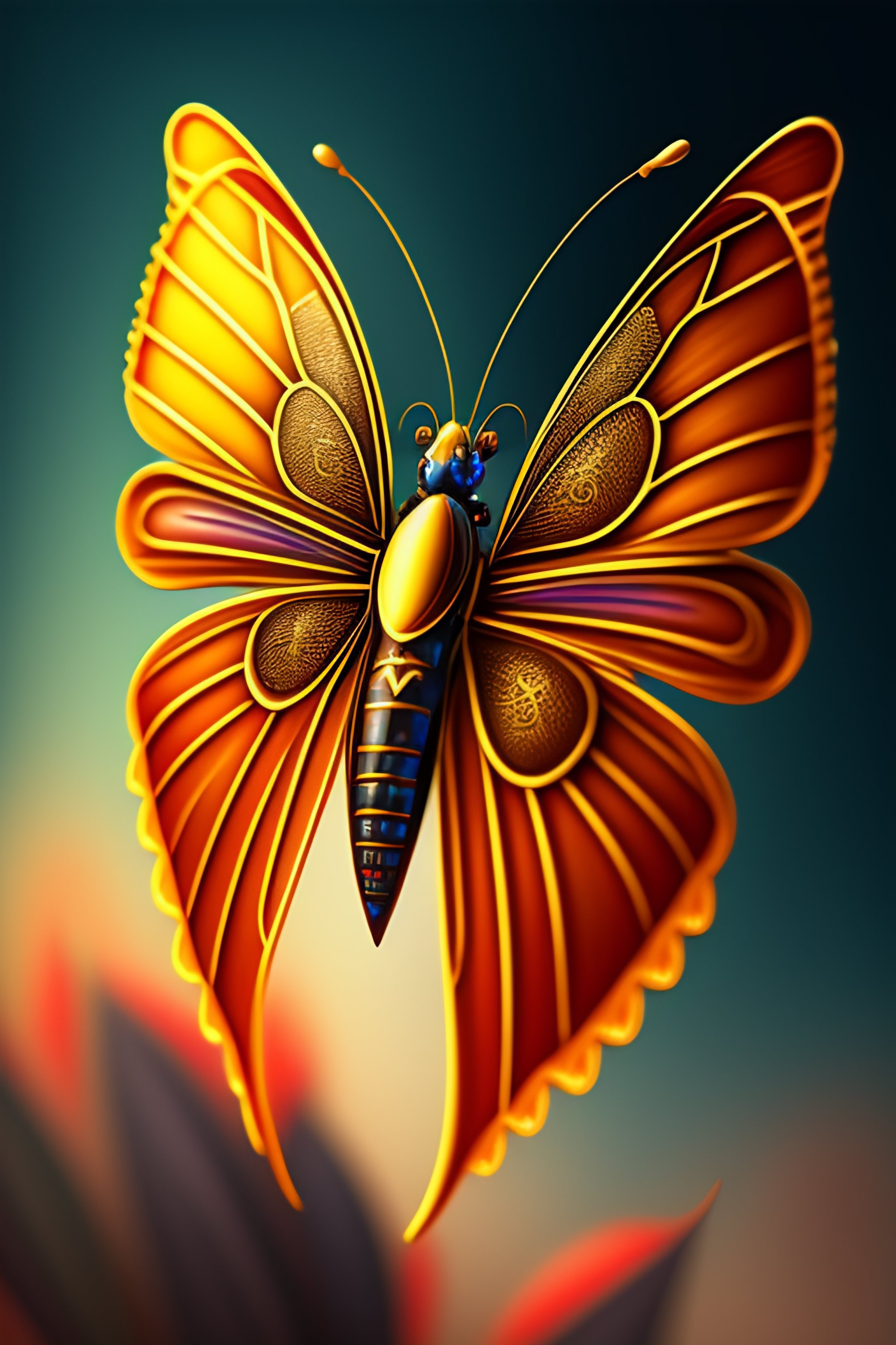 Lexica - A stylized butterfly with wings made up of upward and downward ...
