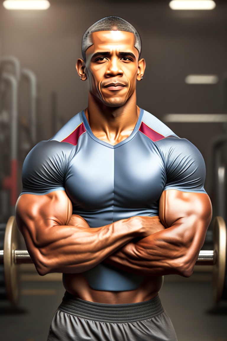 Lexica - Barrack Obama in gym, big body, front view, dark gym ...