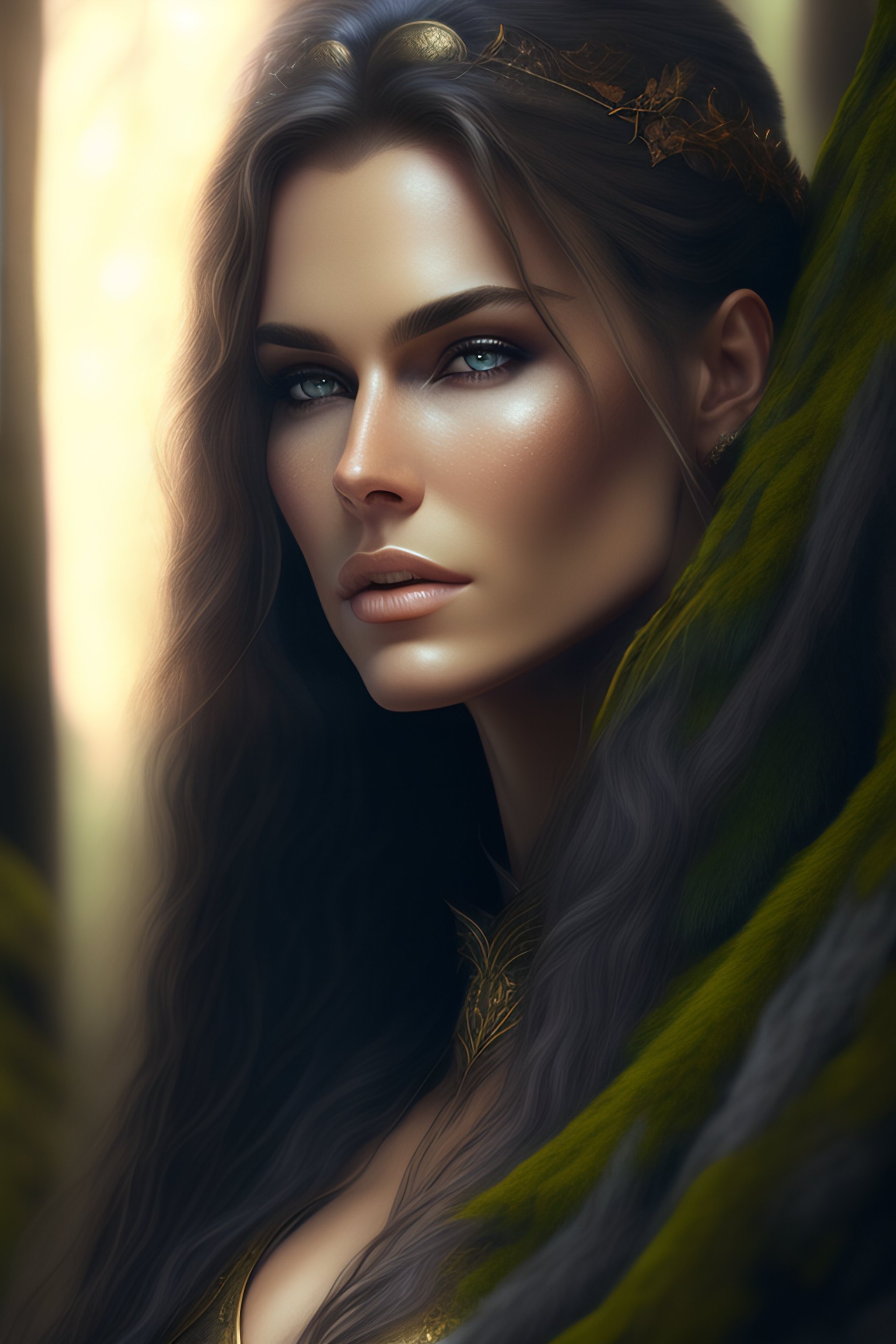 Lexica - Photo of a gorgeous nordic female in a dark forest in ...