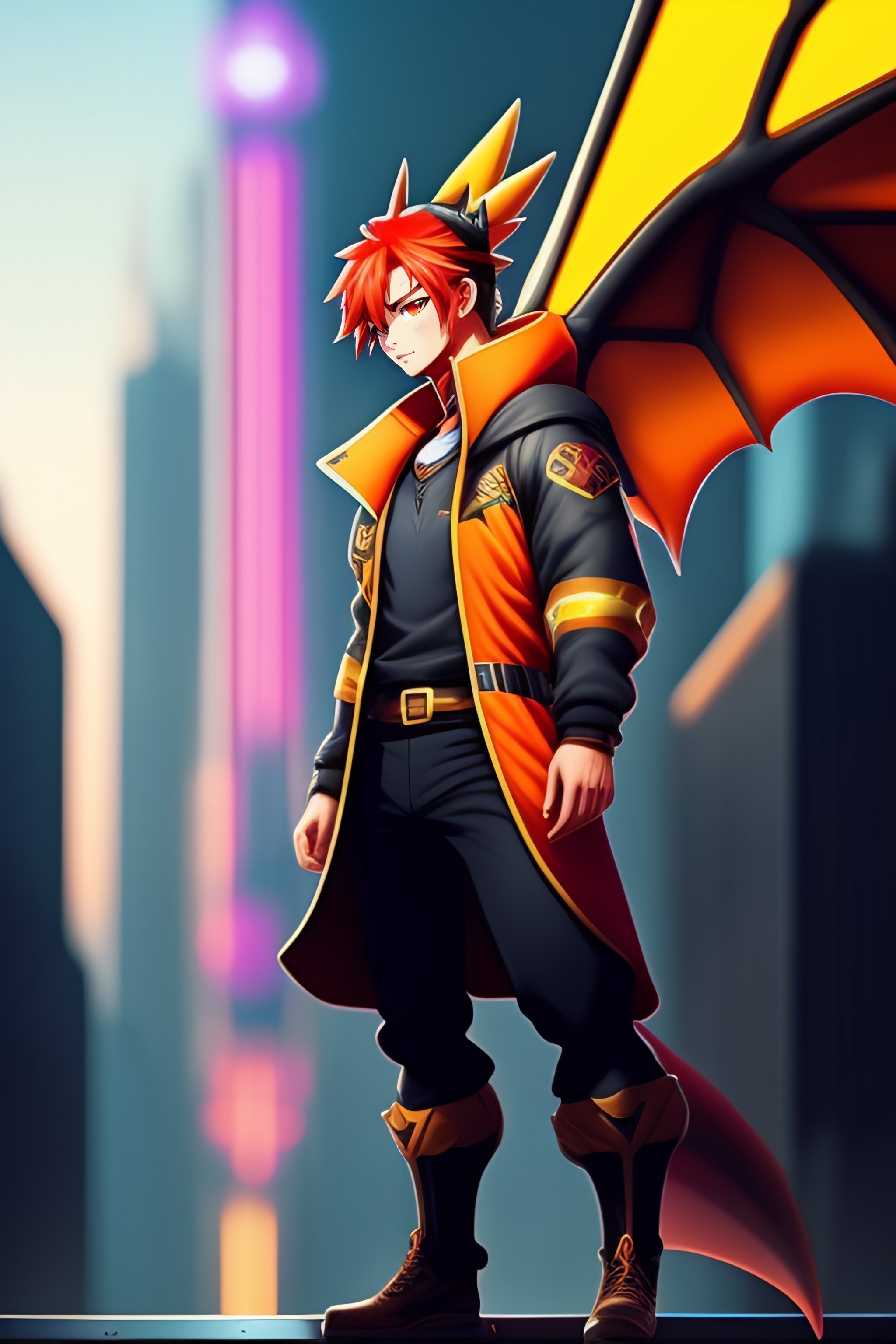 Lexica A Picture Of A Full Body Male Pokemon Trainer With A Flying Charizard In A Neo Punk 4275
