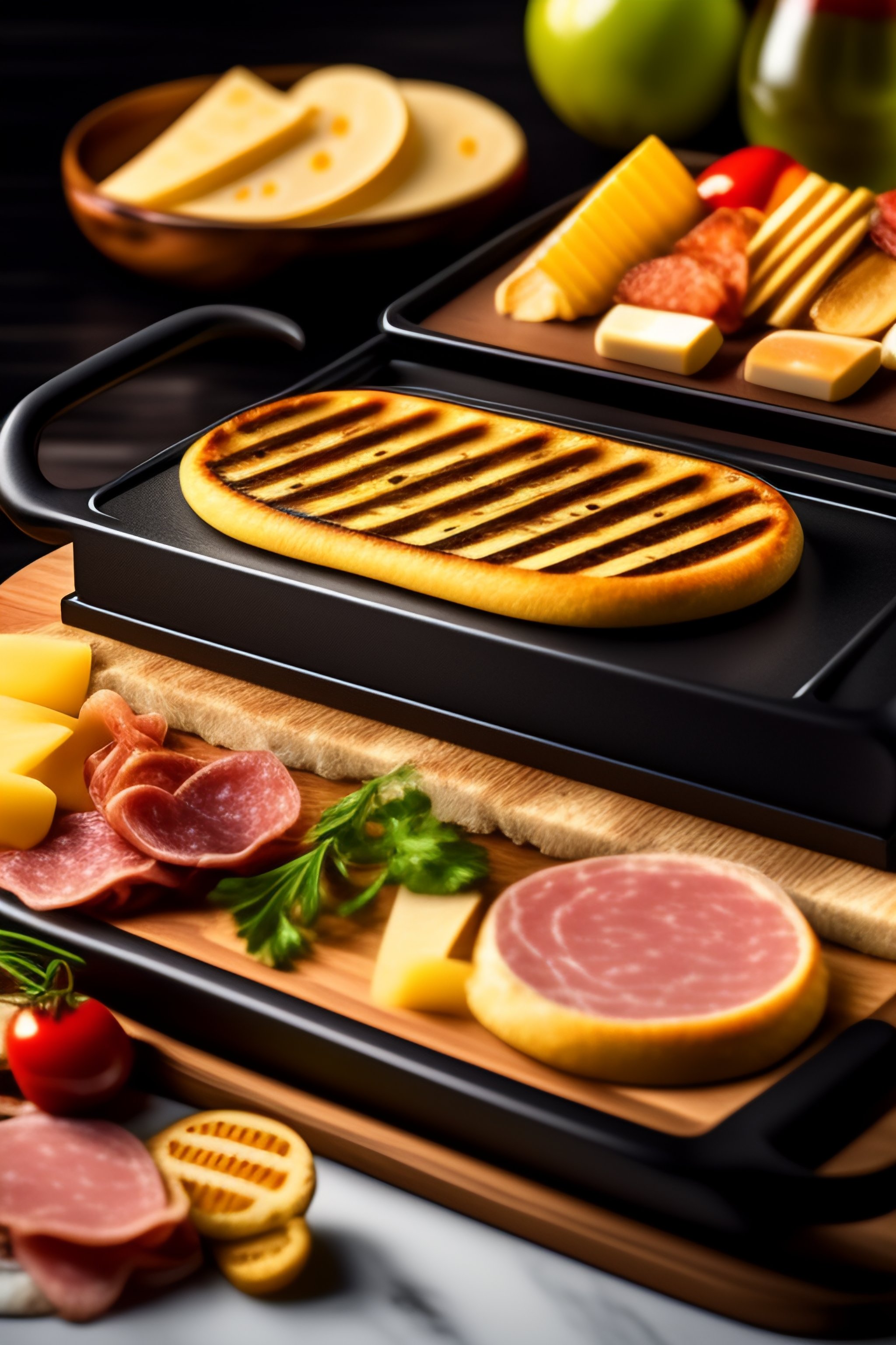 Lexica Swiss Raclette grill, with a variety of grilled vegetables