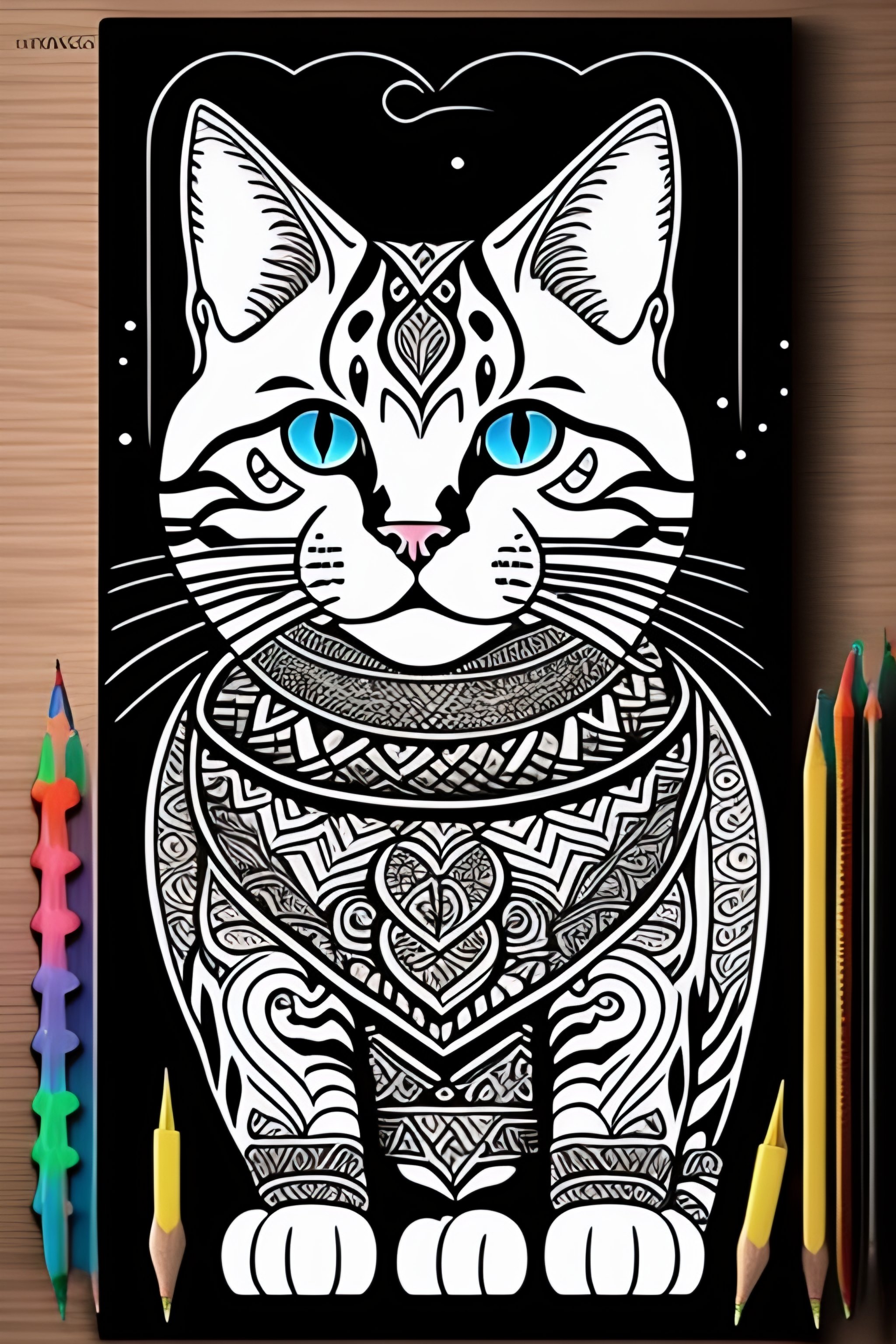 Lexica - Cat style coloring book for kids , outline art, drawing, sketch,  b&w, not overcrowded