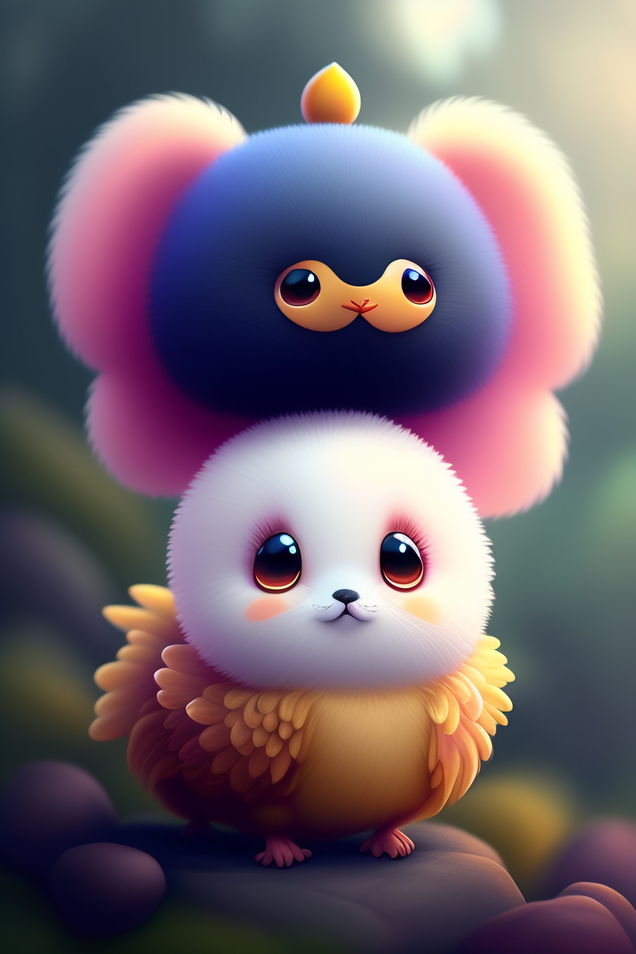 Lexica - Cute and adorable cartoon fluffy baby rhea, fantasy, dreamlike ...