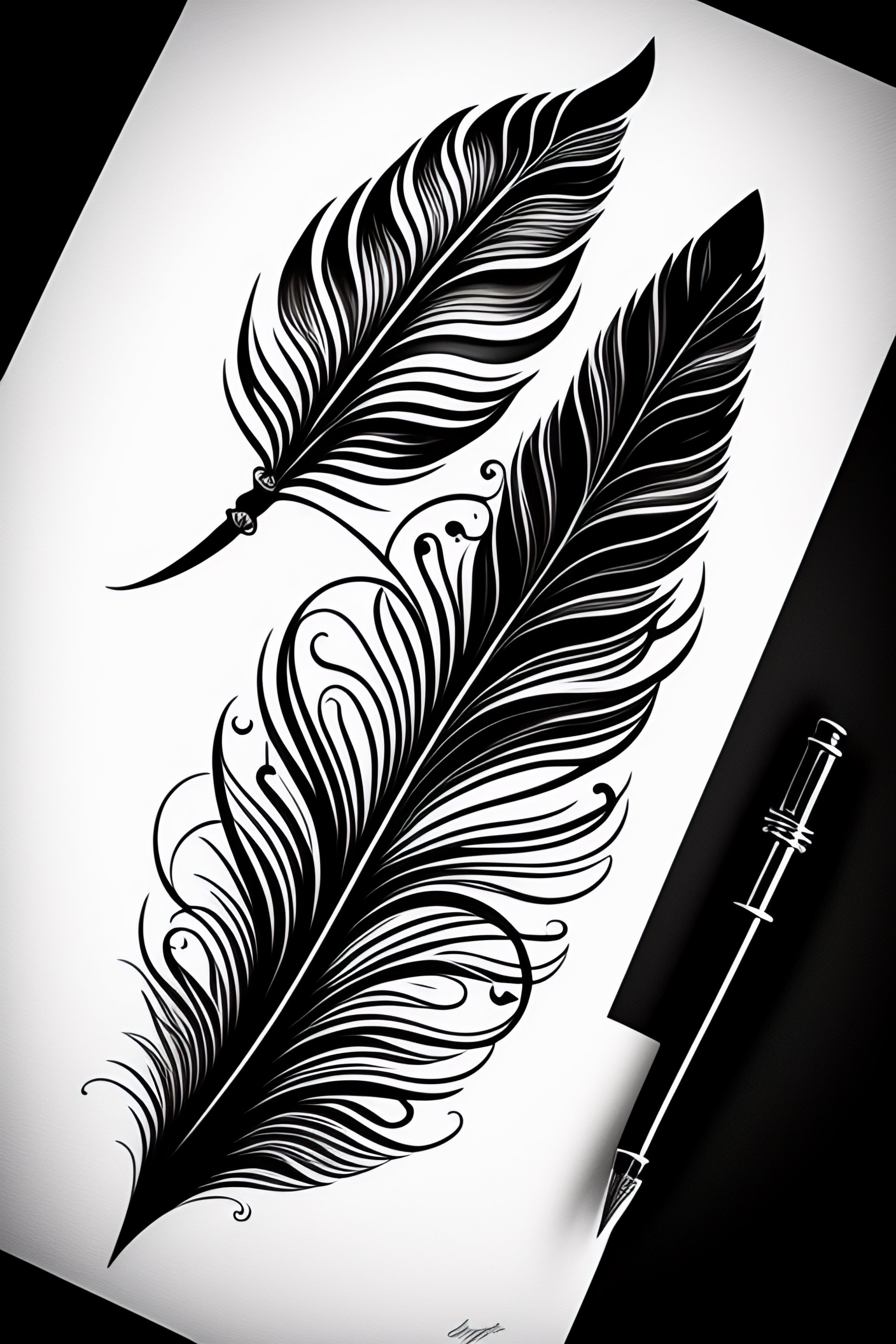 quill pen tattoo designs