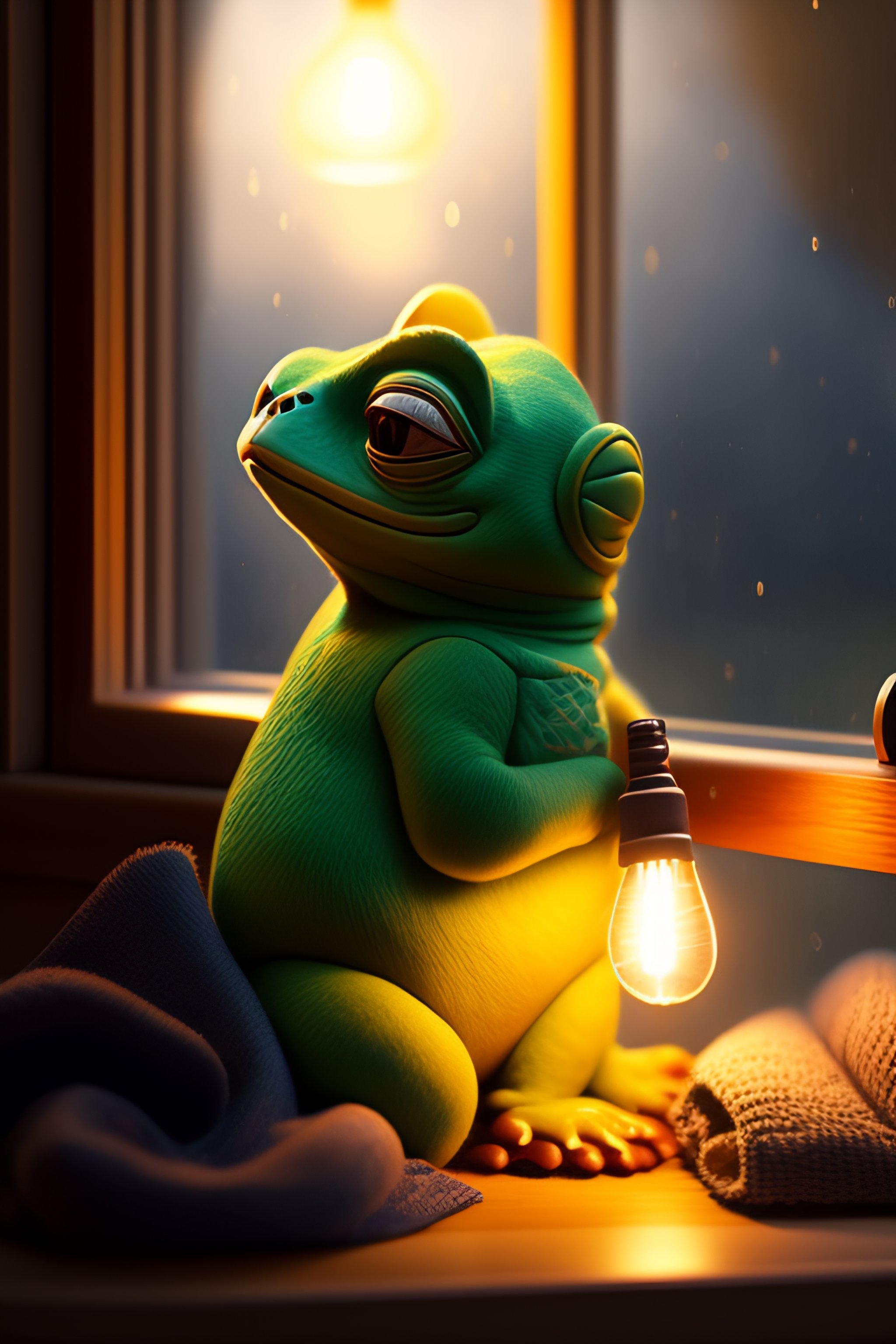 Lexica - An exhausted pepe the frog in his studio sewing at his sewing ...