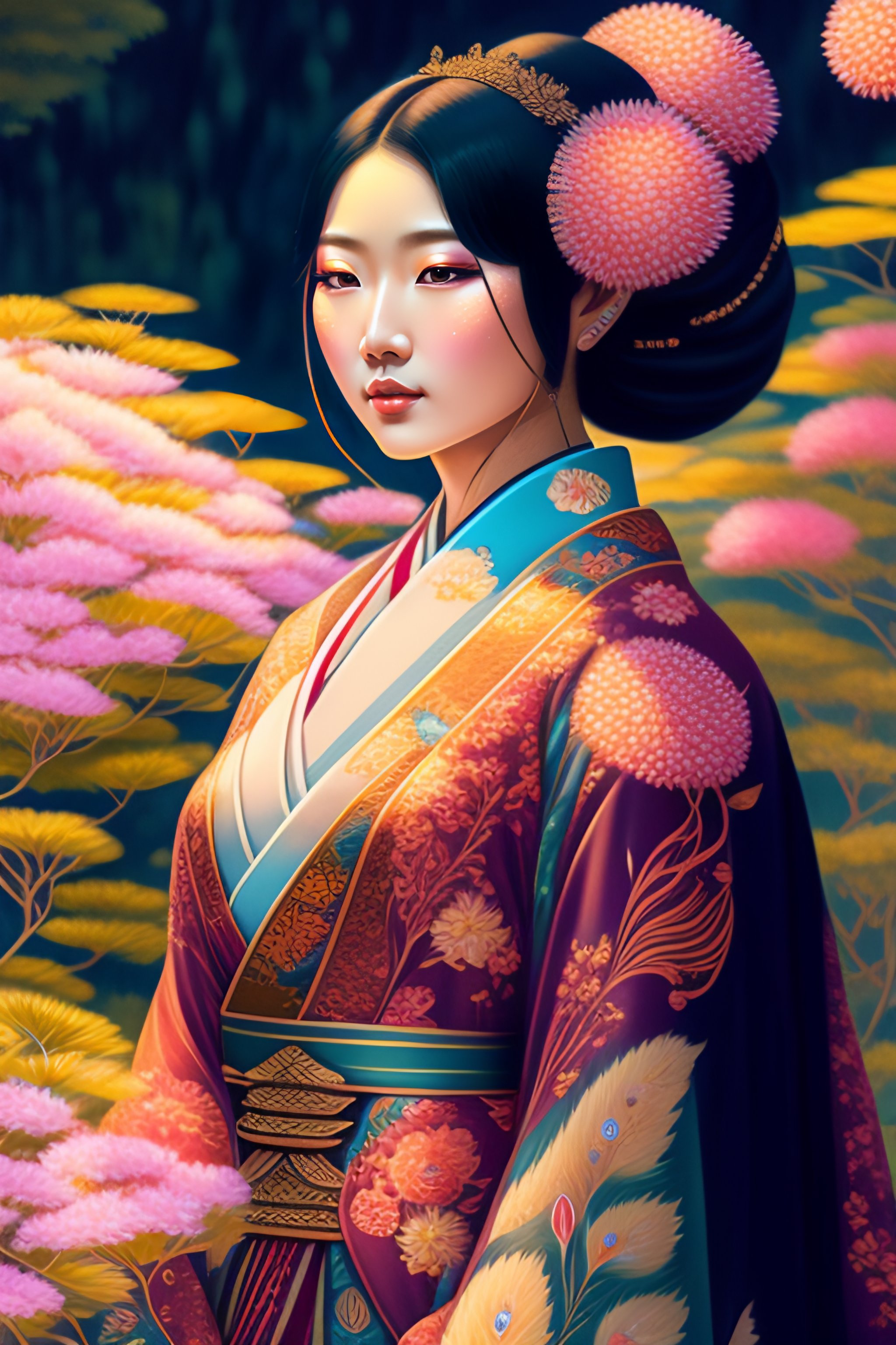 Lexica Detailed scene of a female japanese goddess wearing a