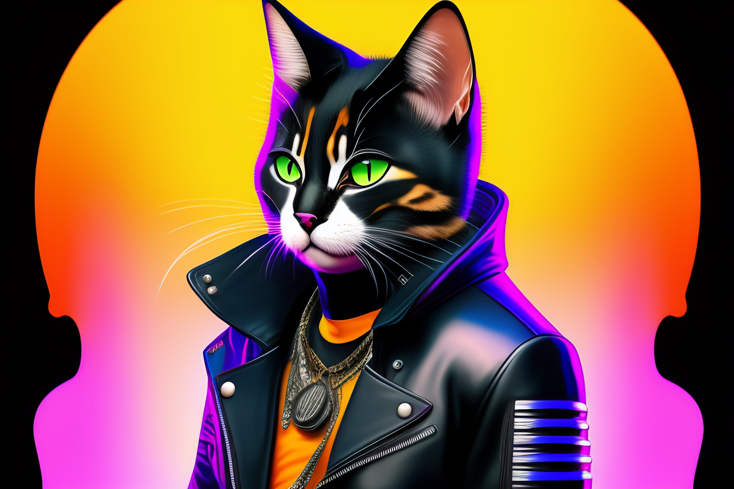 lexica-digital-painting-of-a-punk-cat-wearing-a-black-leather-jacket