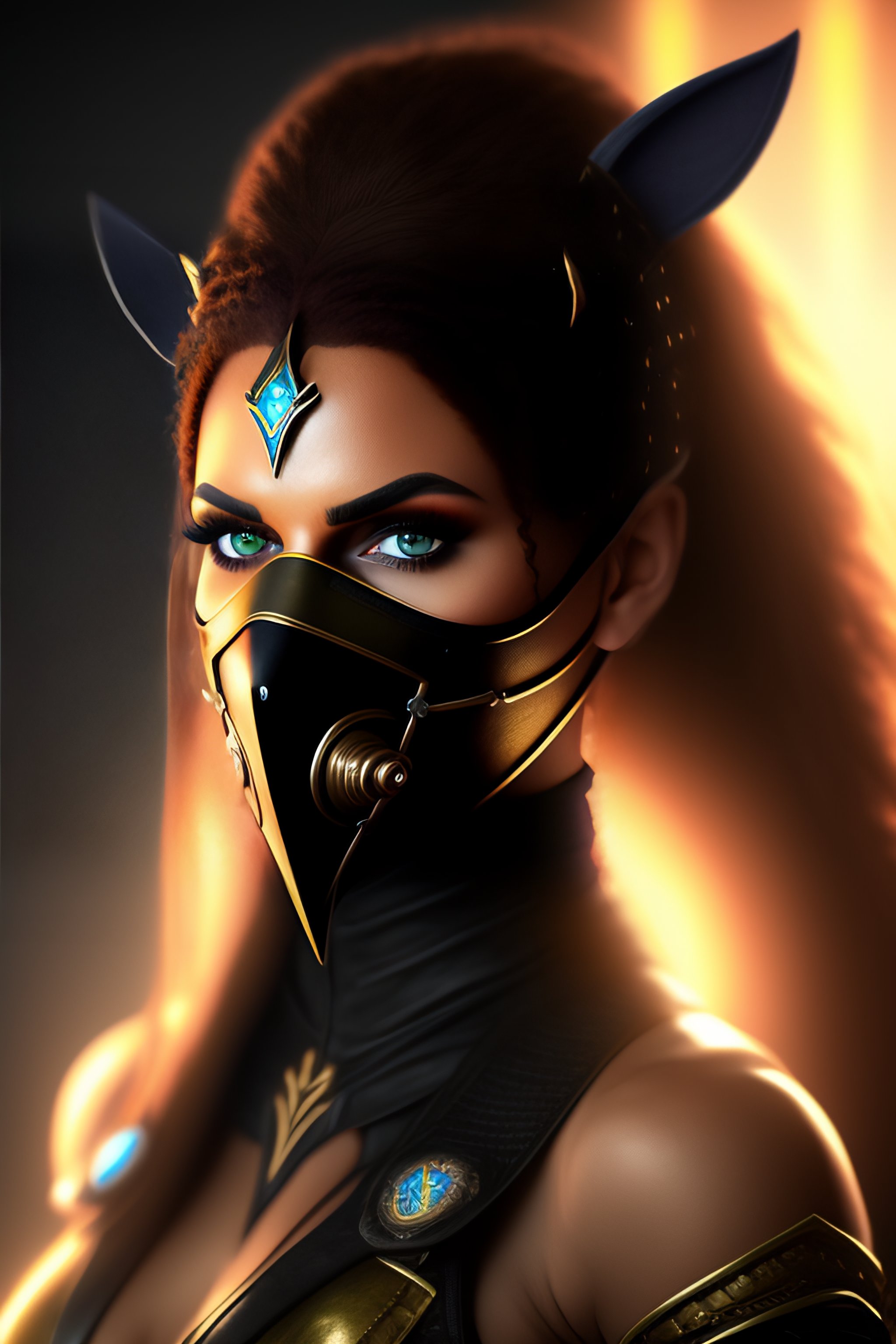 Lexica - Fantasy female dust archer with mask from mortal kombat