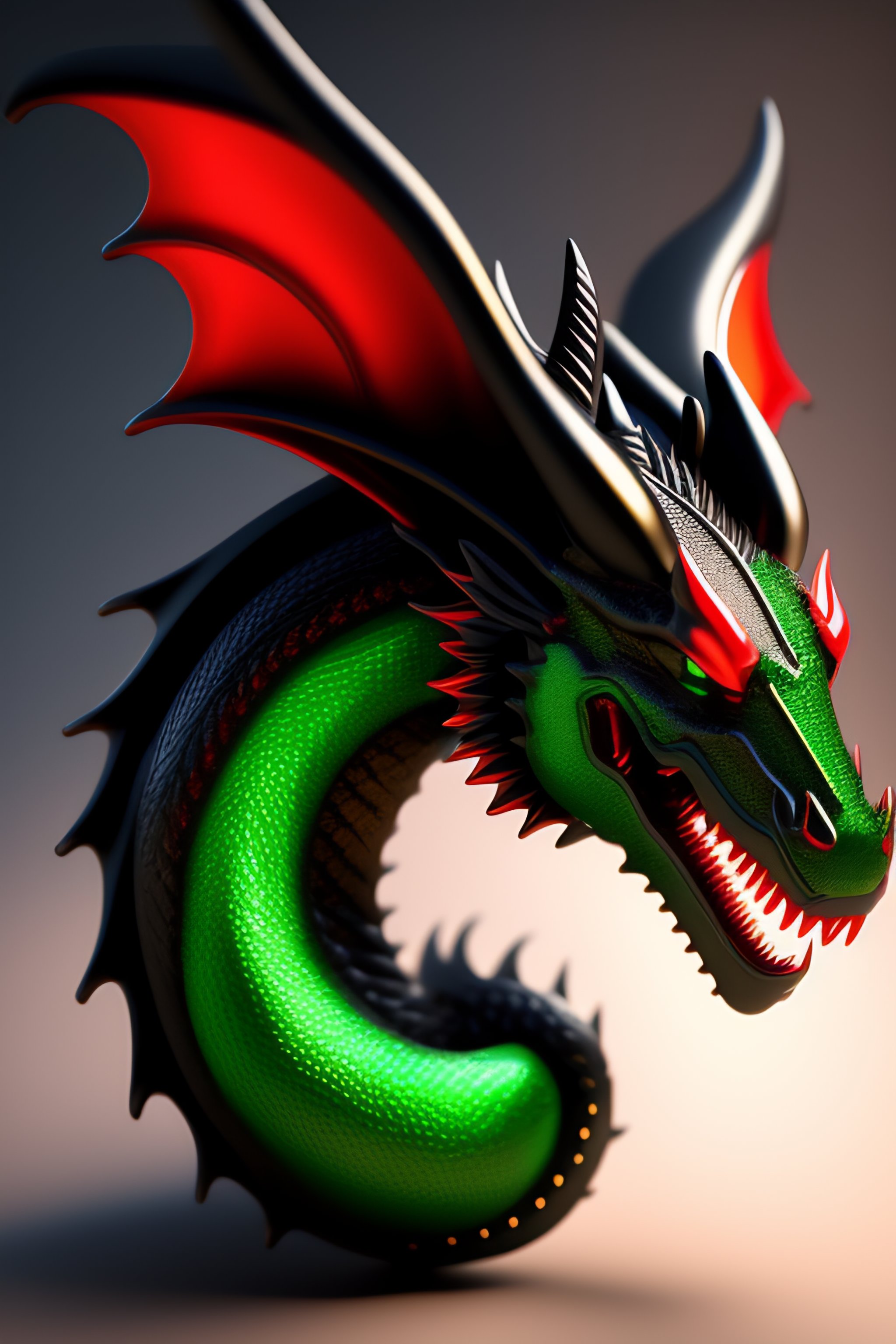 Lexica Black dragon, green dragon, red, dragon, depth of field,32k