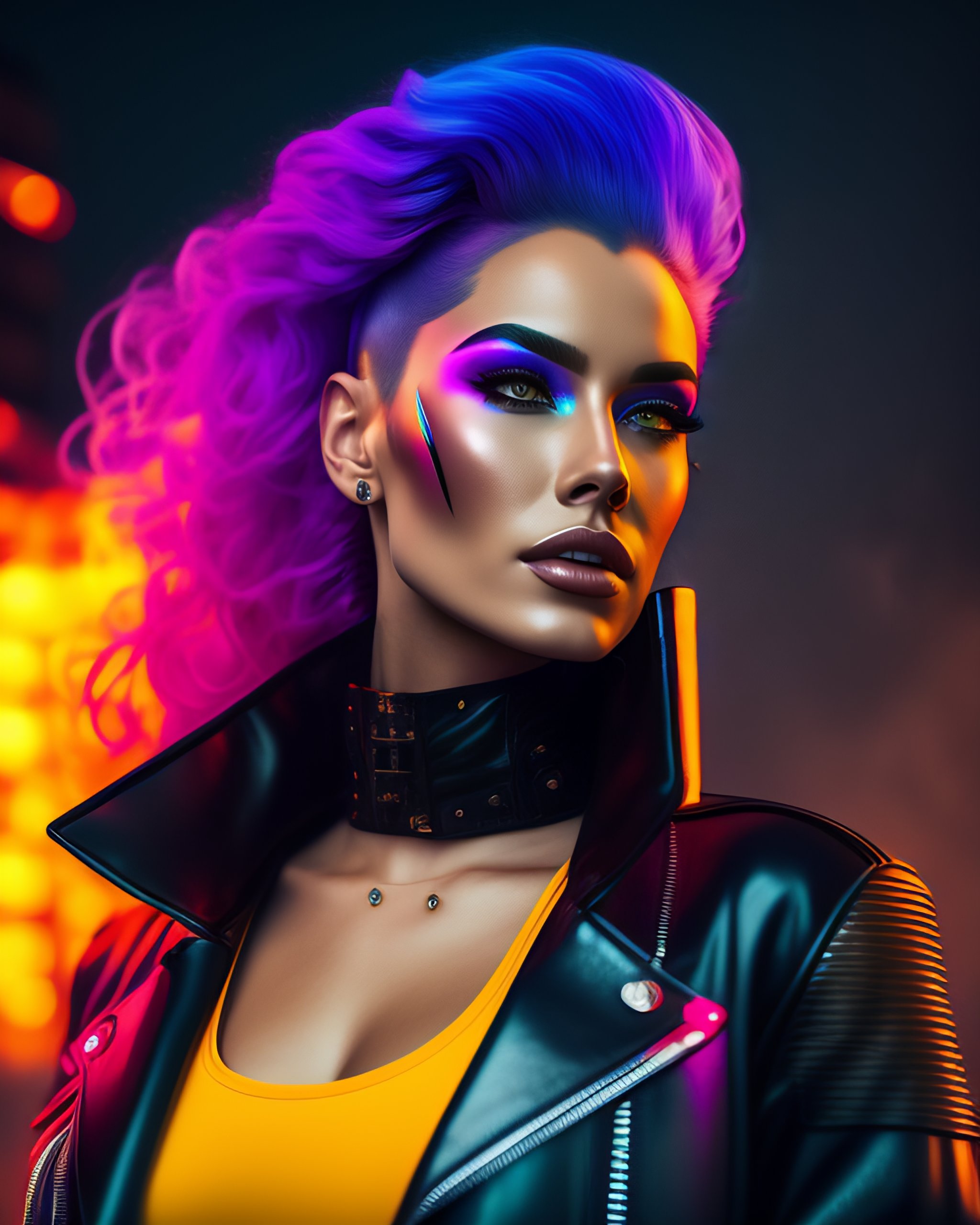 Lexica - 8K studio photograph of a stunning cyberpunk woman with ...