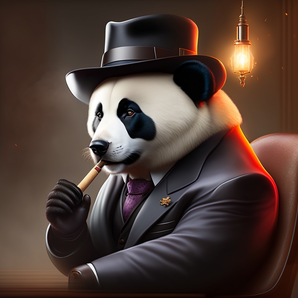 Lexica - Mobster dark panda smoking, in dark scene
