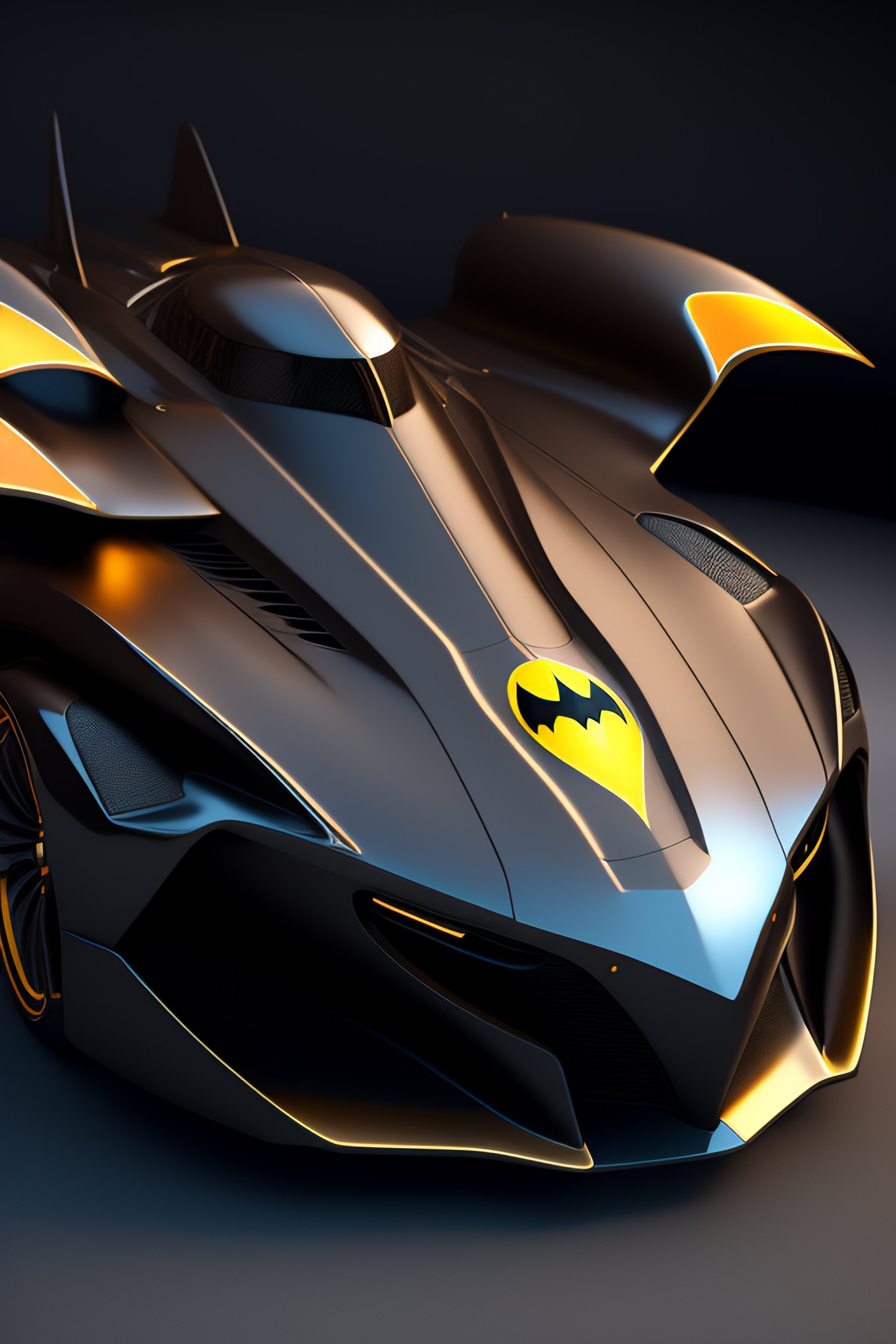 Lexica - Fusion redesign of the Batmobile a bat-shaped hood ornament ...