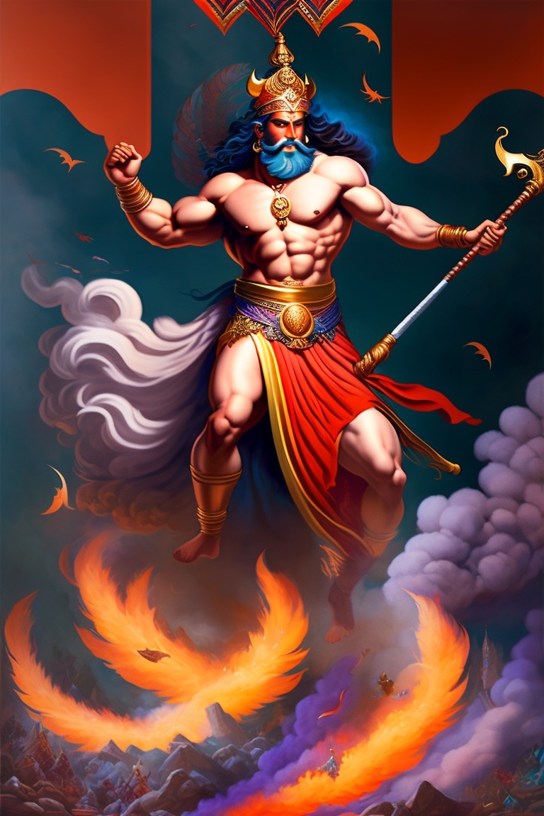 Lexica - Lord Ram standing on a chariot in the midst of a fierce battle ...