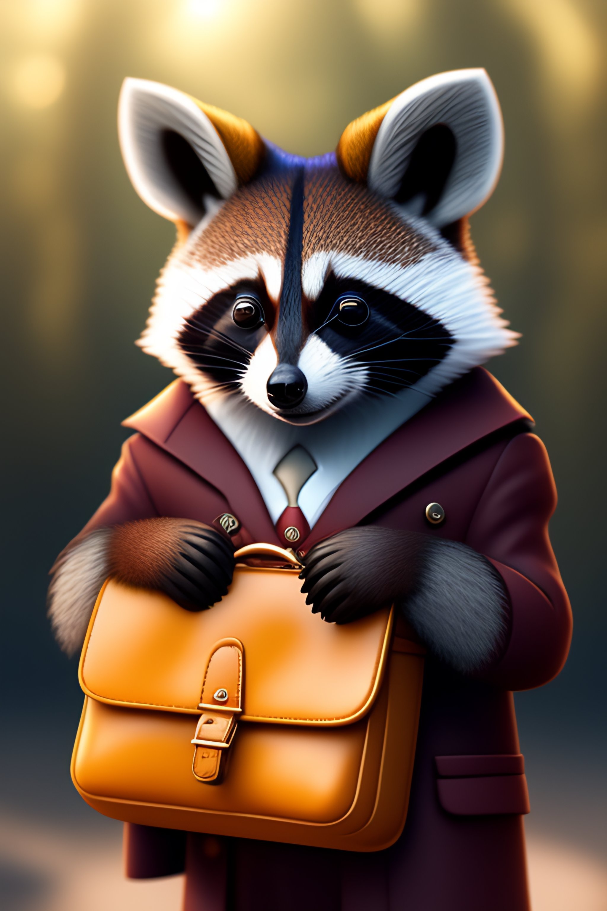 Lexica - Cute cartoonish Ukrainian racoon doctor with a briefcase