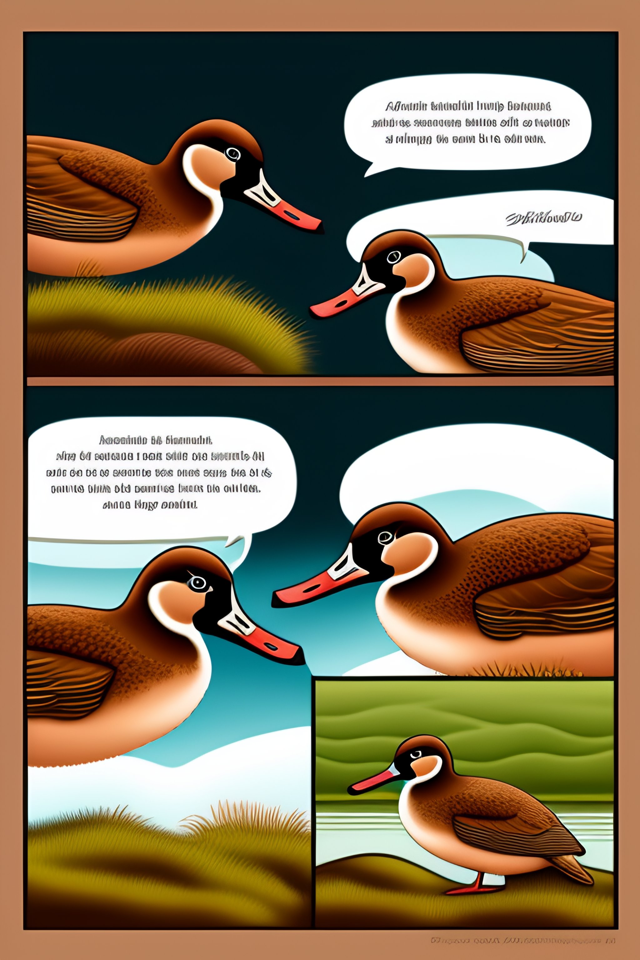 Lexica - Cartoon drawing strip of a brown widgeon